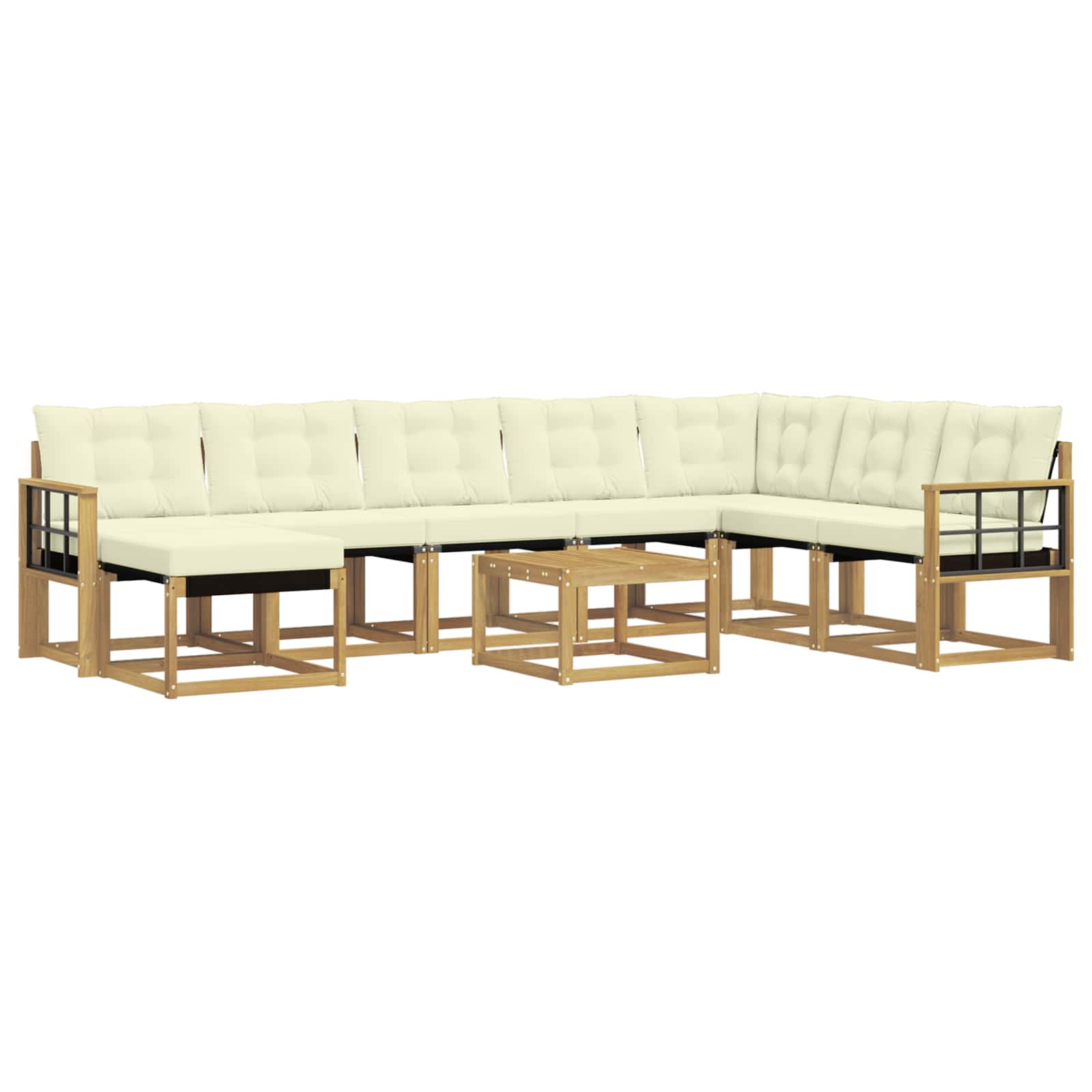 vidaXL Zestaw sof na zewnątrz z poduszką 9 pcs Biały i kremowy