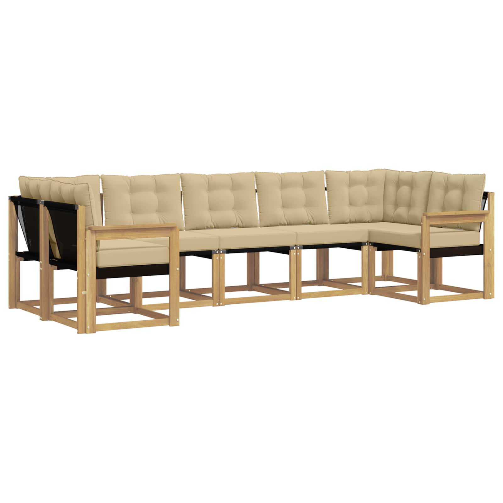 vidaXL Zestaw sof na zewnątrz z poduszką 7 pcs Biały i Beżowy