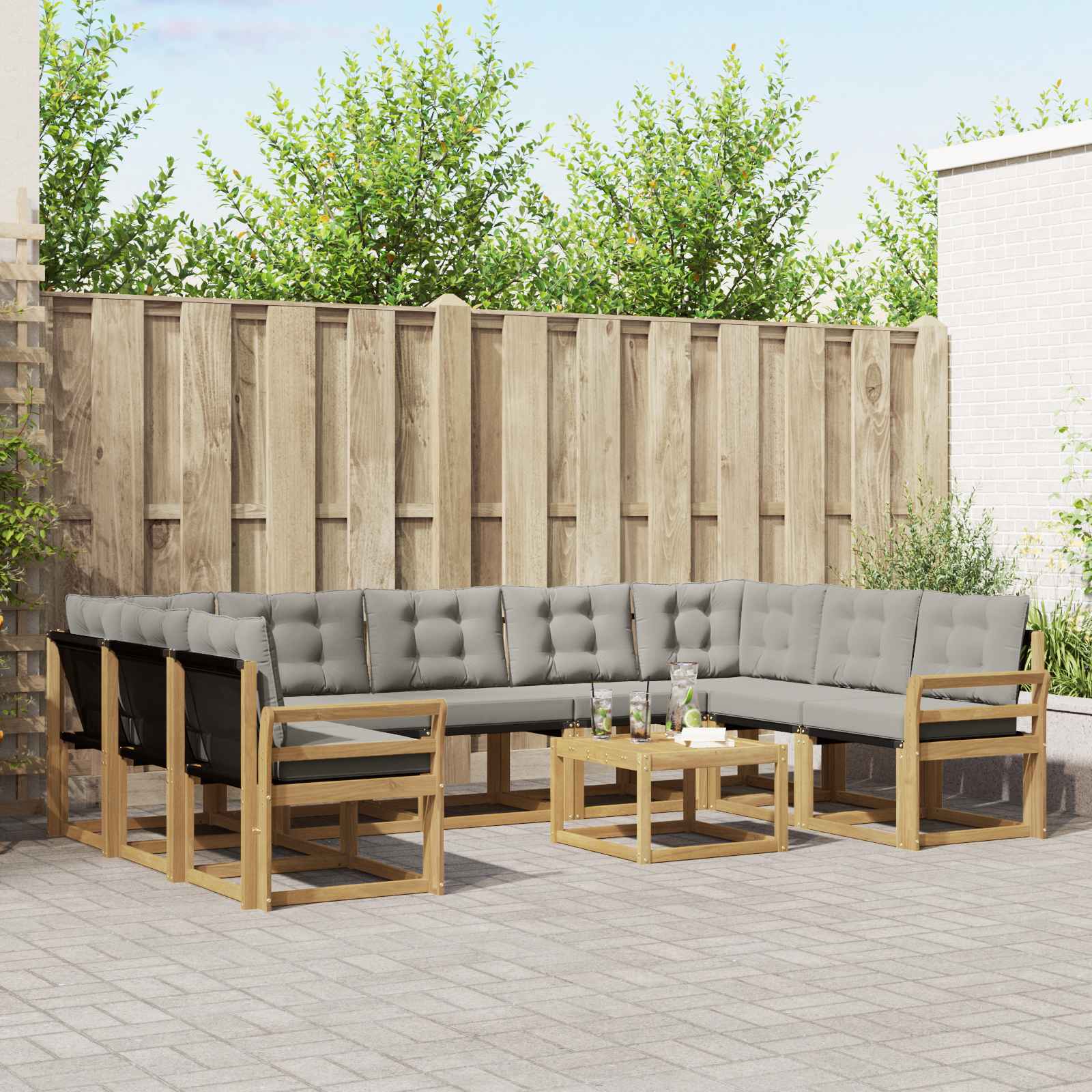 vidaXL Zestaw sof na zewnątrz z poduszką 10 pcs Biały i jasnoszary