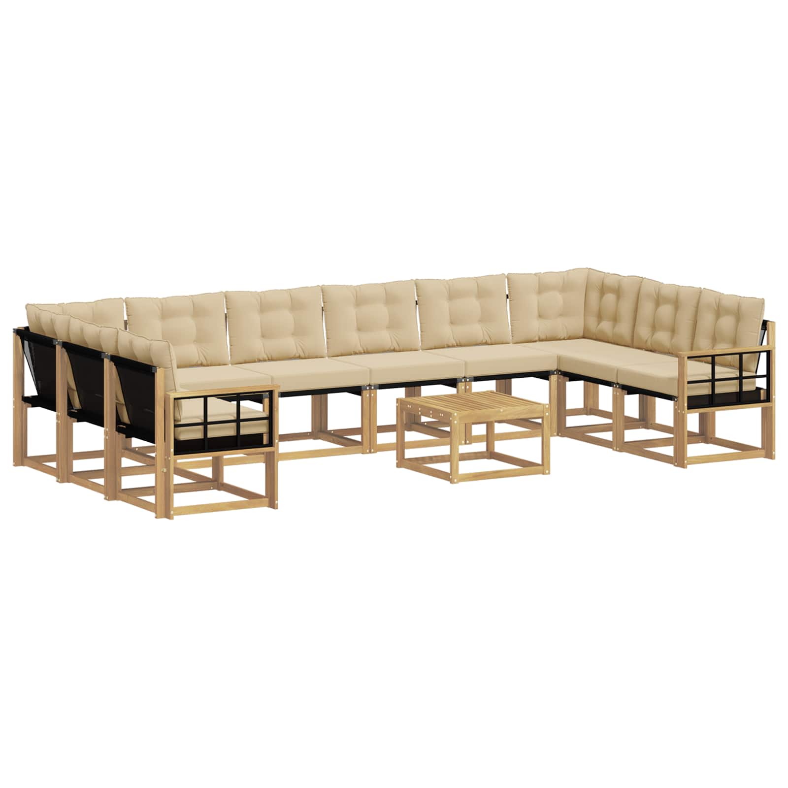 vidaXL Zestaw sof na zewnątrz z poduszką 11 pcs Biały i Beżowy