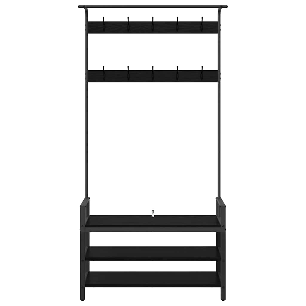 vidaXL Wieszak na płaszcze z półką Czarny Dąb 95 x 34 x 184 cm