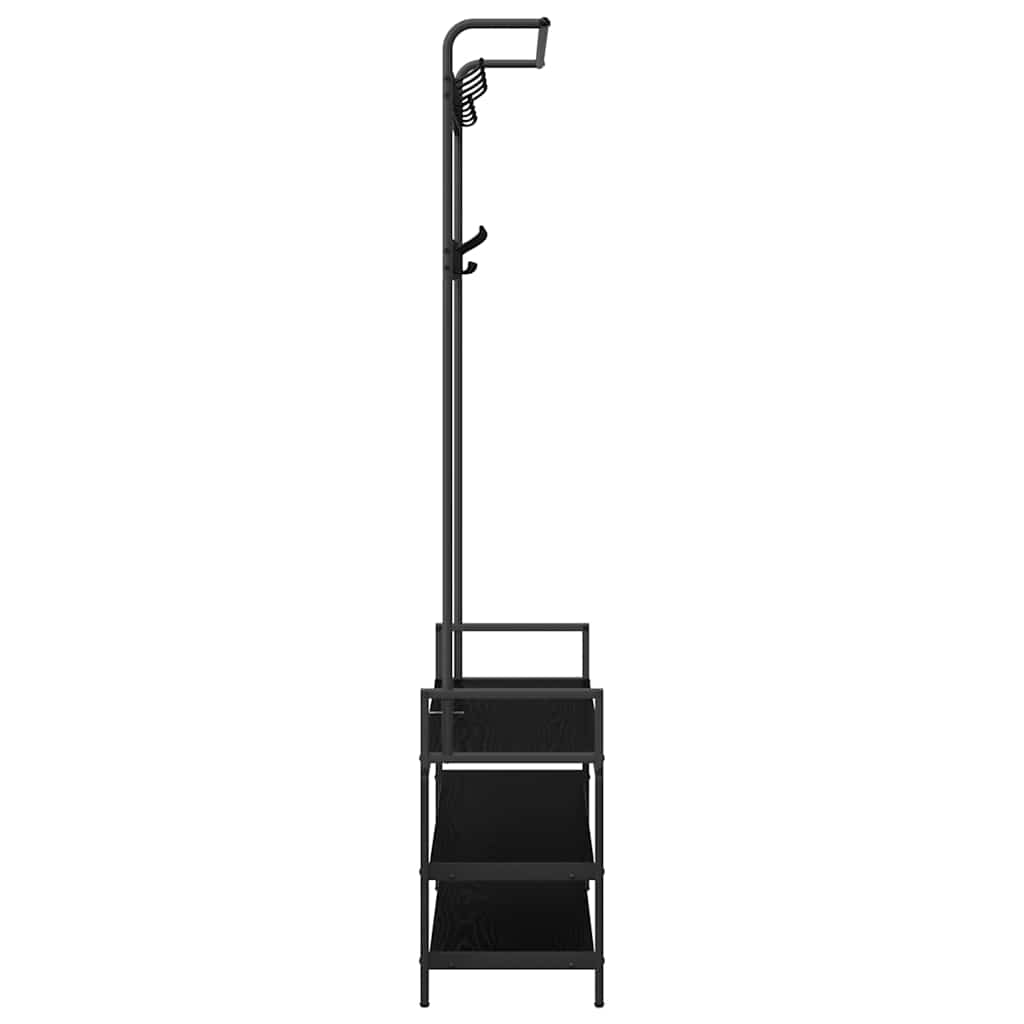 vidaXL Wieszak na płaszcze z półką Czarny Dąb 95 x 34 x 184 cm