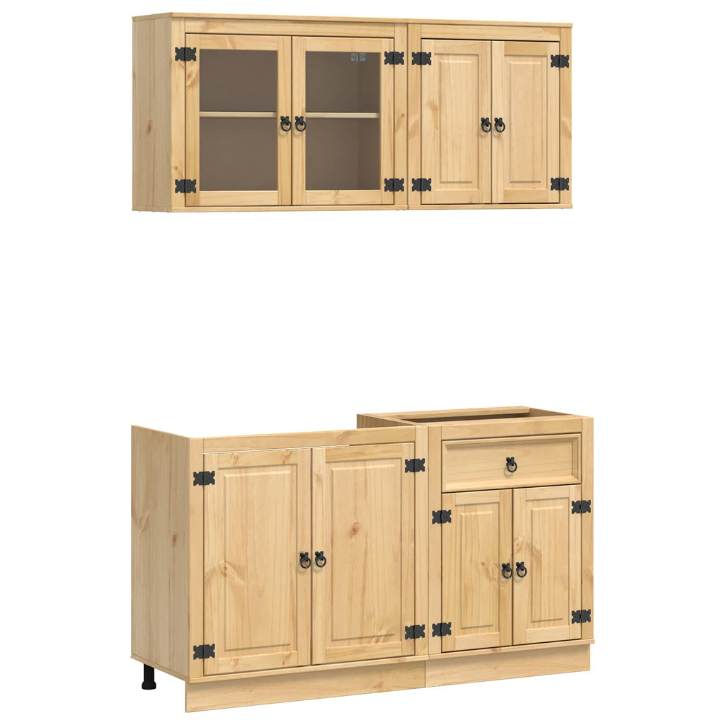 vidaXL Szafkowy z półką SKI 4 pcs Miodowy Brąz Lite drewno sosnowe