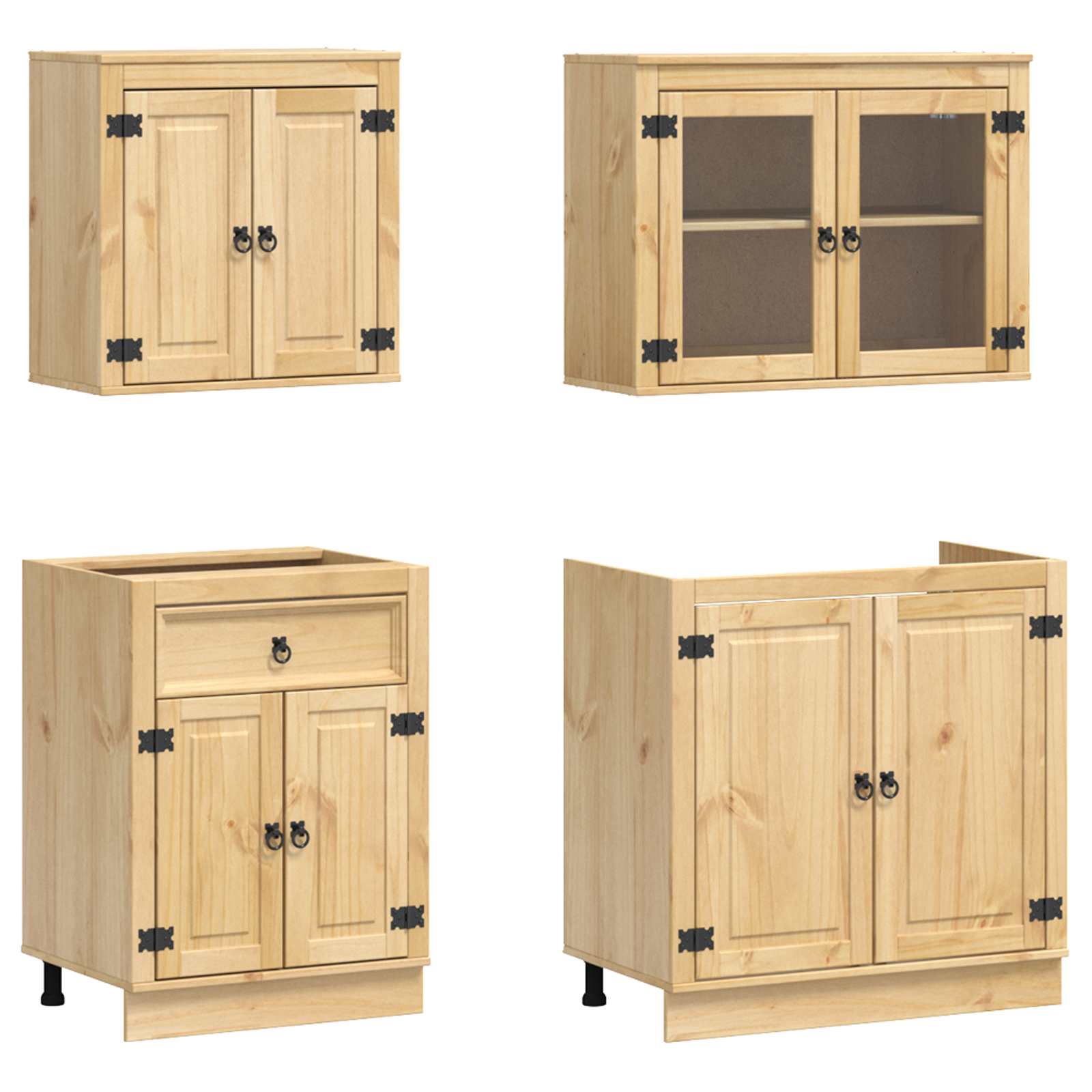 vidaXL Szafkowy z półką SKI 4 pcs Miodowy Brąz Lite drewno sosnowe