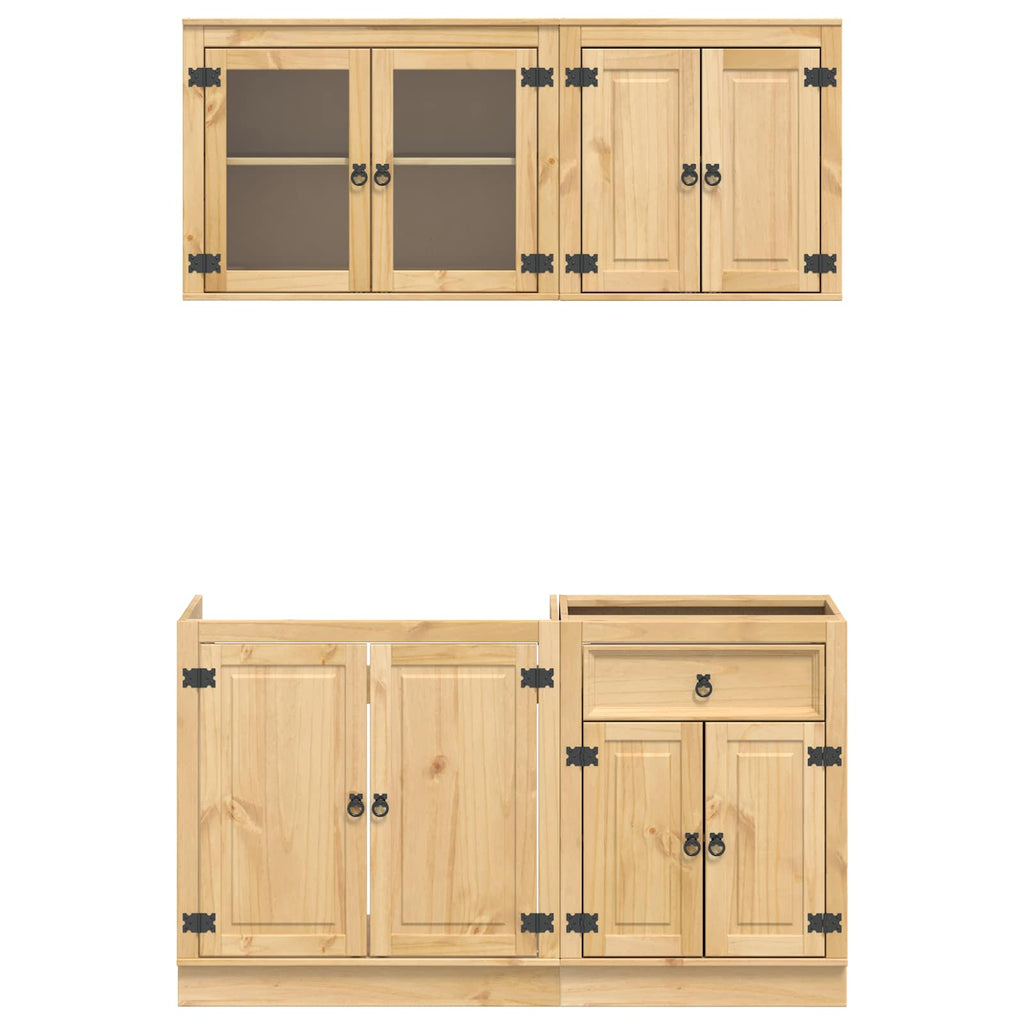 vidaXL Szafkowy z półką SKI 4 pcs Miodowy Brąz Lite drewno sosnowe