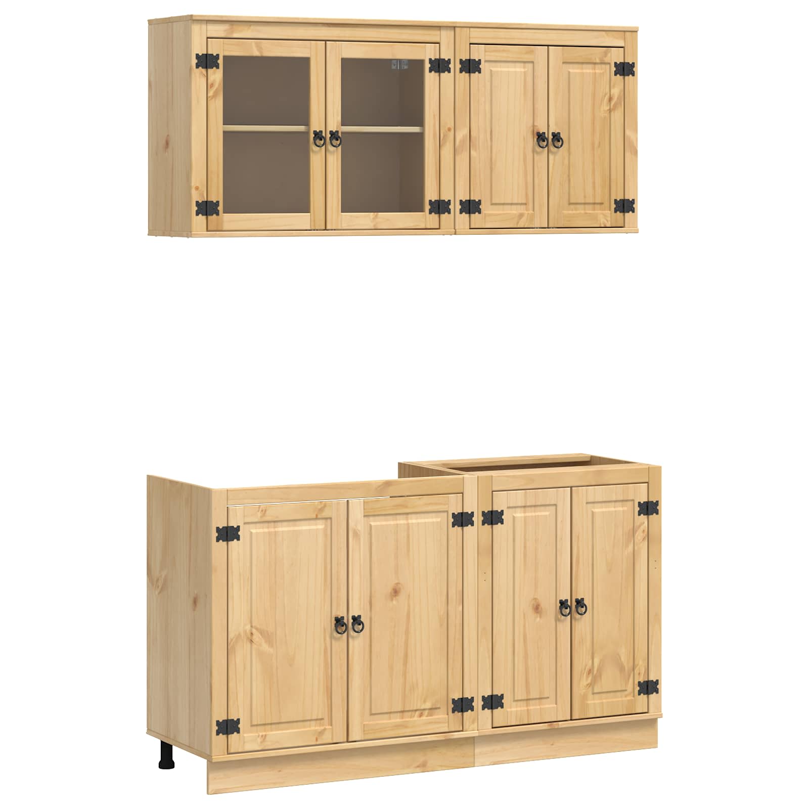 vidaXL Szafkowy z półką SKI 4 pcs Miodowy Brąz Lite drewno sosnowe
