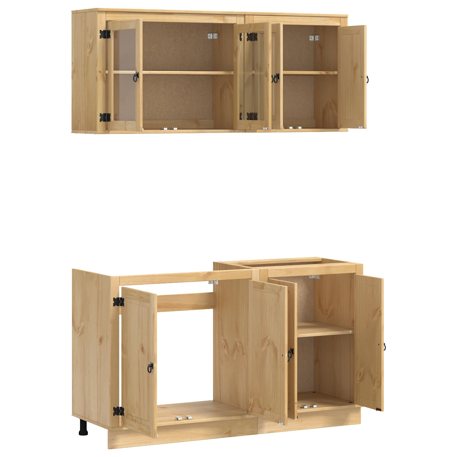 vidaXL Szafkowy z półką SKI 4 pcs Miodowy Brąz Lite drewno sosnowe