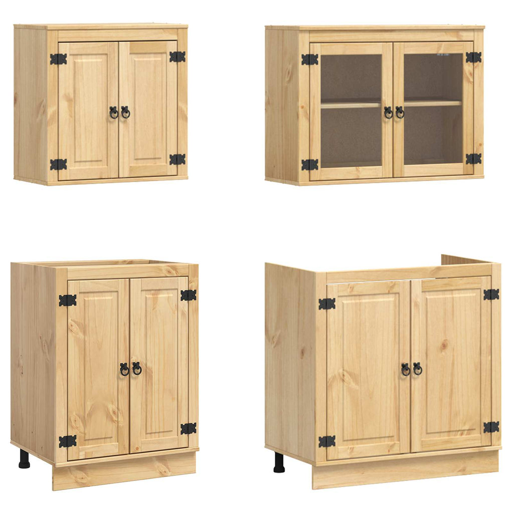 vidaXL Szafkowy z półką SKI 4 pcs Miodowy Brąz Lite drewno sosnowe
