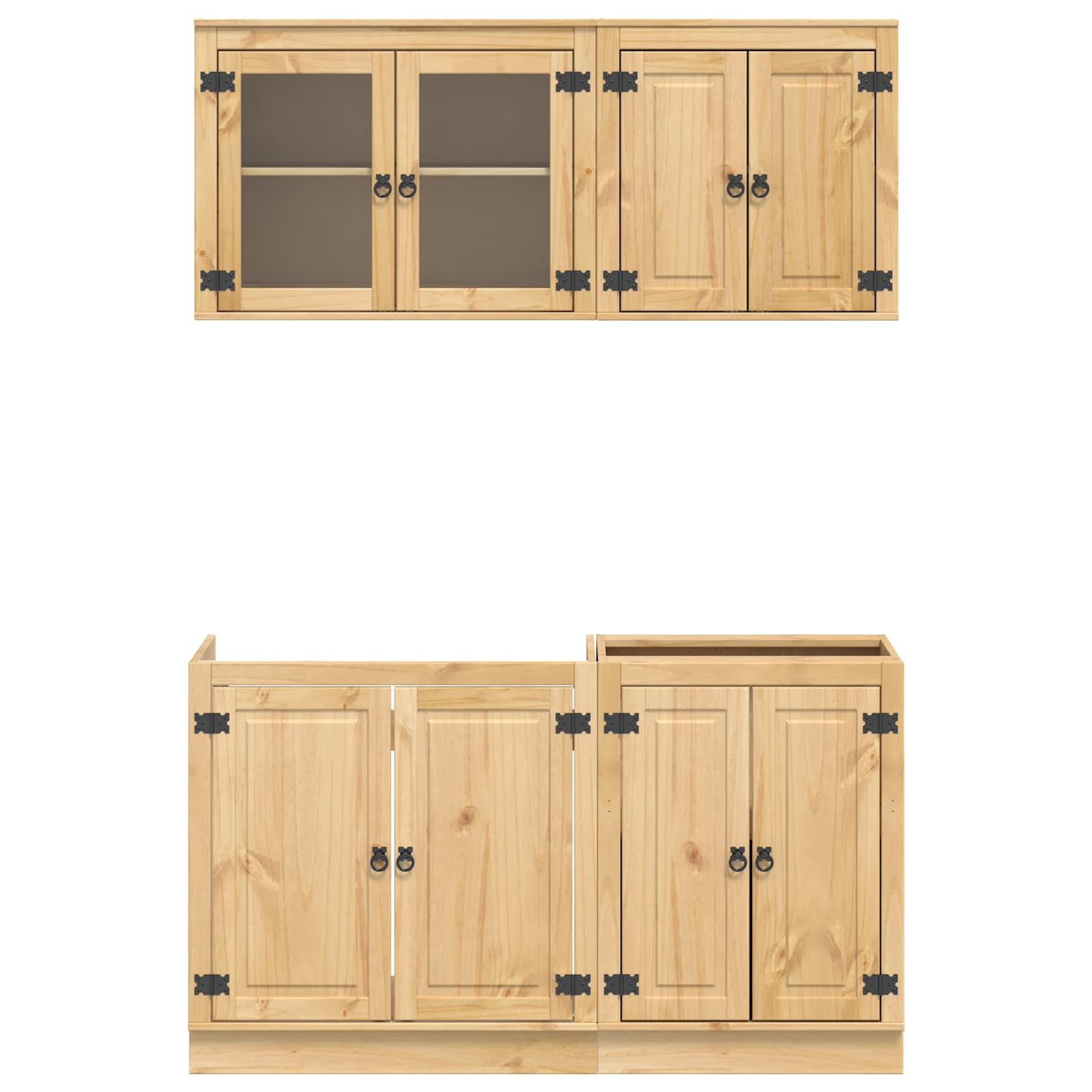 vidaXL Szafkowy z półką SKI 4 pcs Miodowy Brąz Lite drewno sosnowe