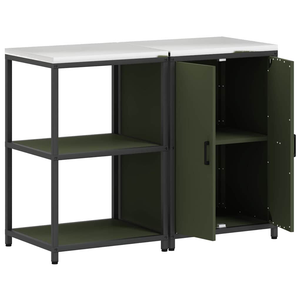 vidaXL Zestaw do przechowywania w kuchni HATTEM 2 pcs Oliwkowy zielony
