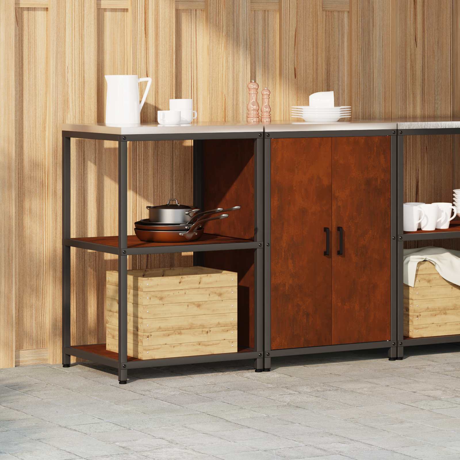vidaXL Zestaw do przechowywania w kuchni HATTEM 2 pcs Rdzawy Stal