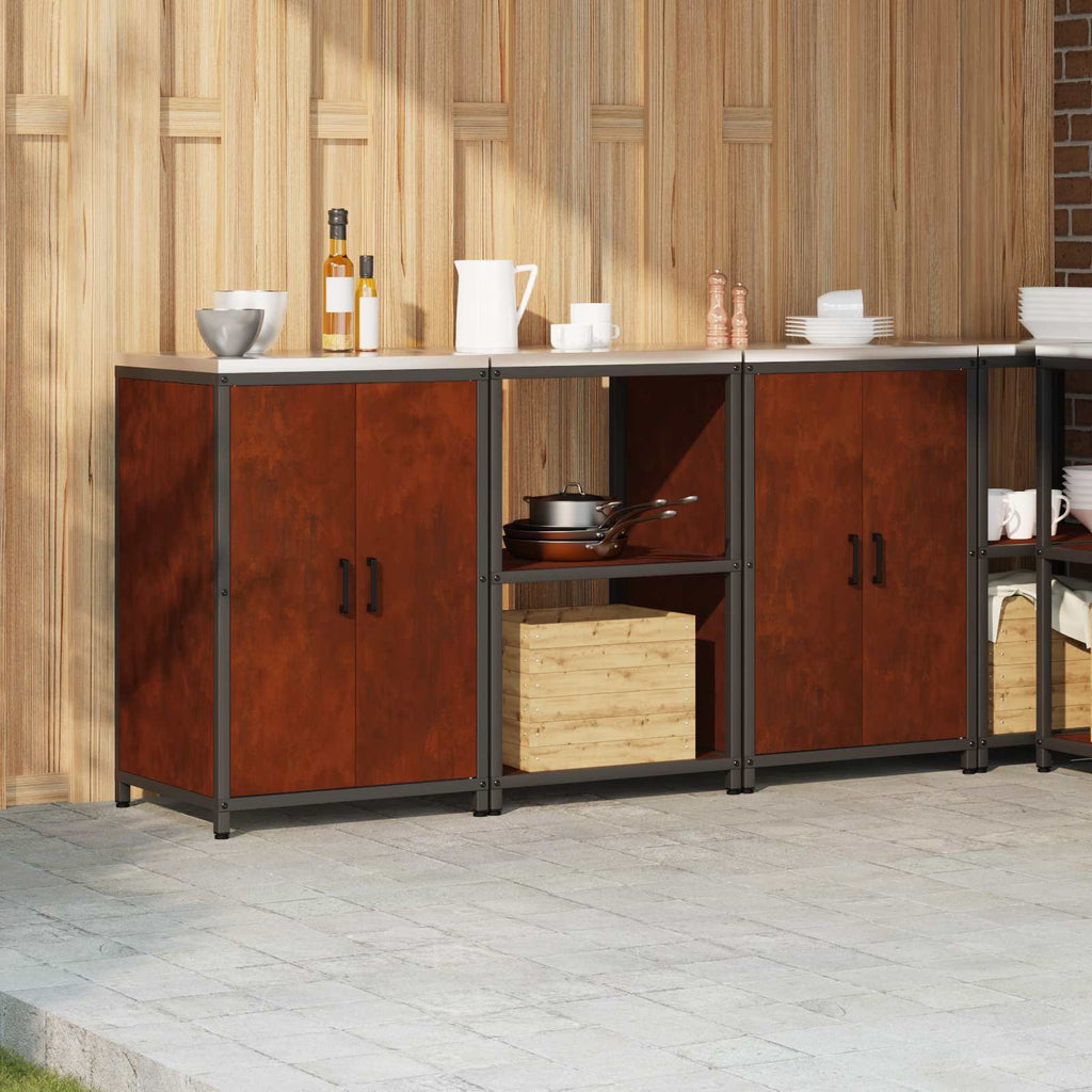 vidaXL Zestaw do przechowywania w kuchni HATTEM 3 pcs Rdzawy Stal