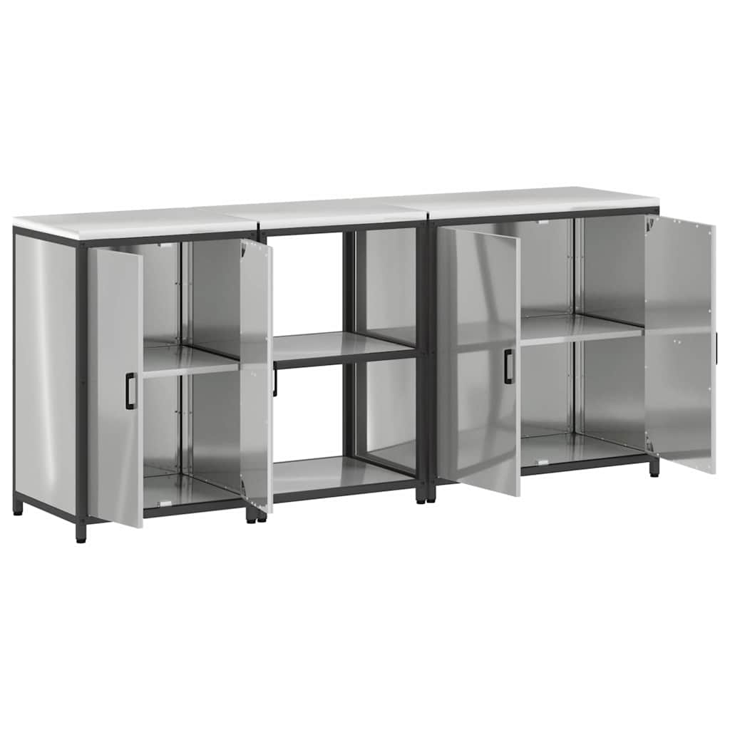 vidaXL Zestaw do przechowywania w kuchni HATTEM 3 pcs srebrny