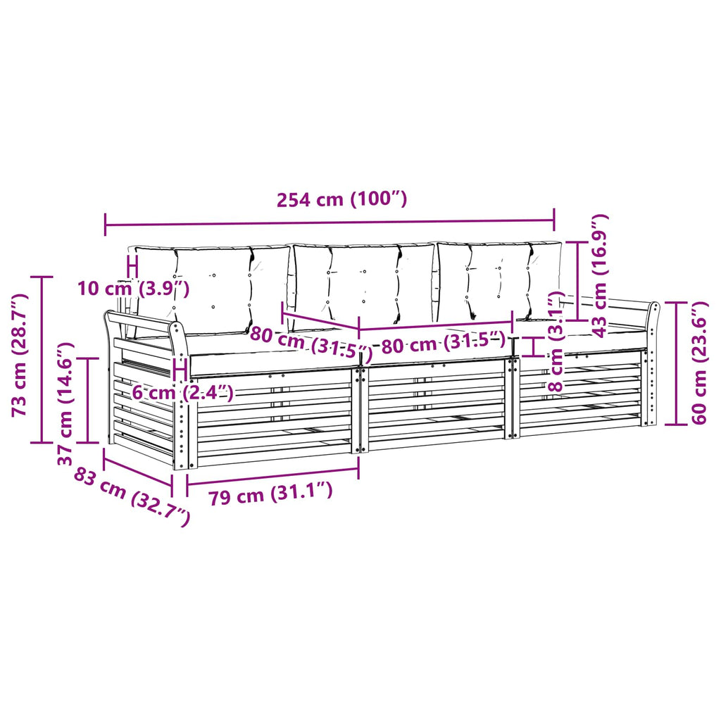 vidaXL Zestaw sof na zewnątrz 3 pcs Biały i antracyt