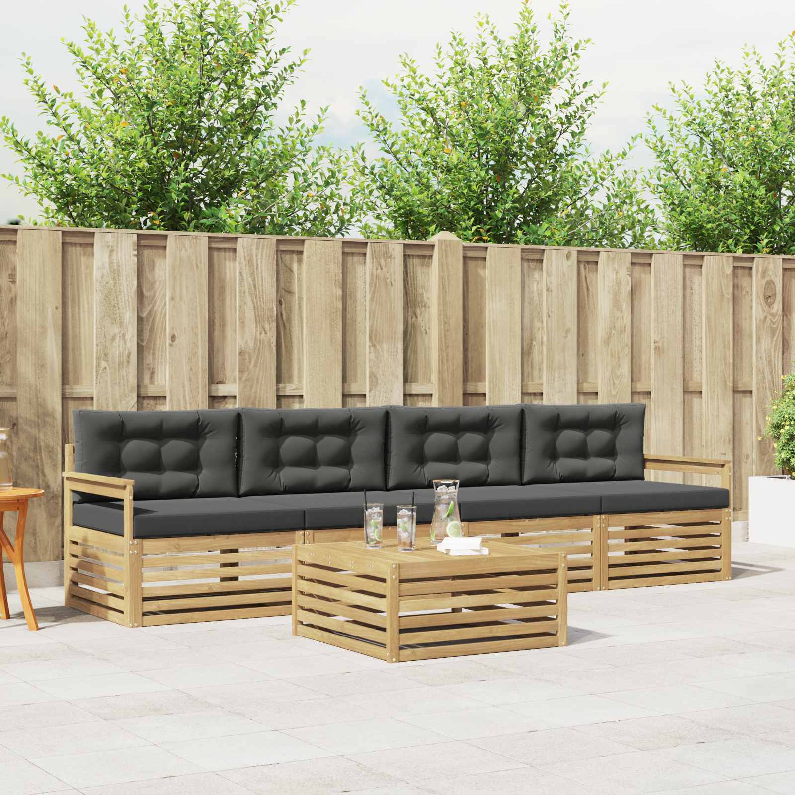 vidaXL Zestaw sof na zewnątrz z poduszką 5 pcs Biały i antracyt