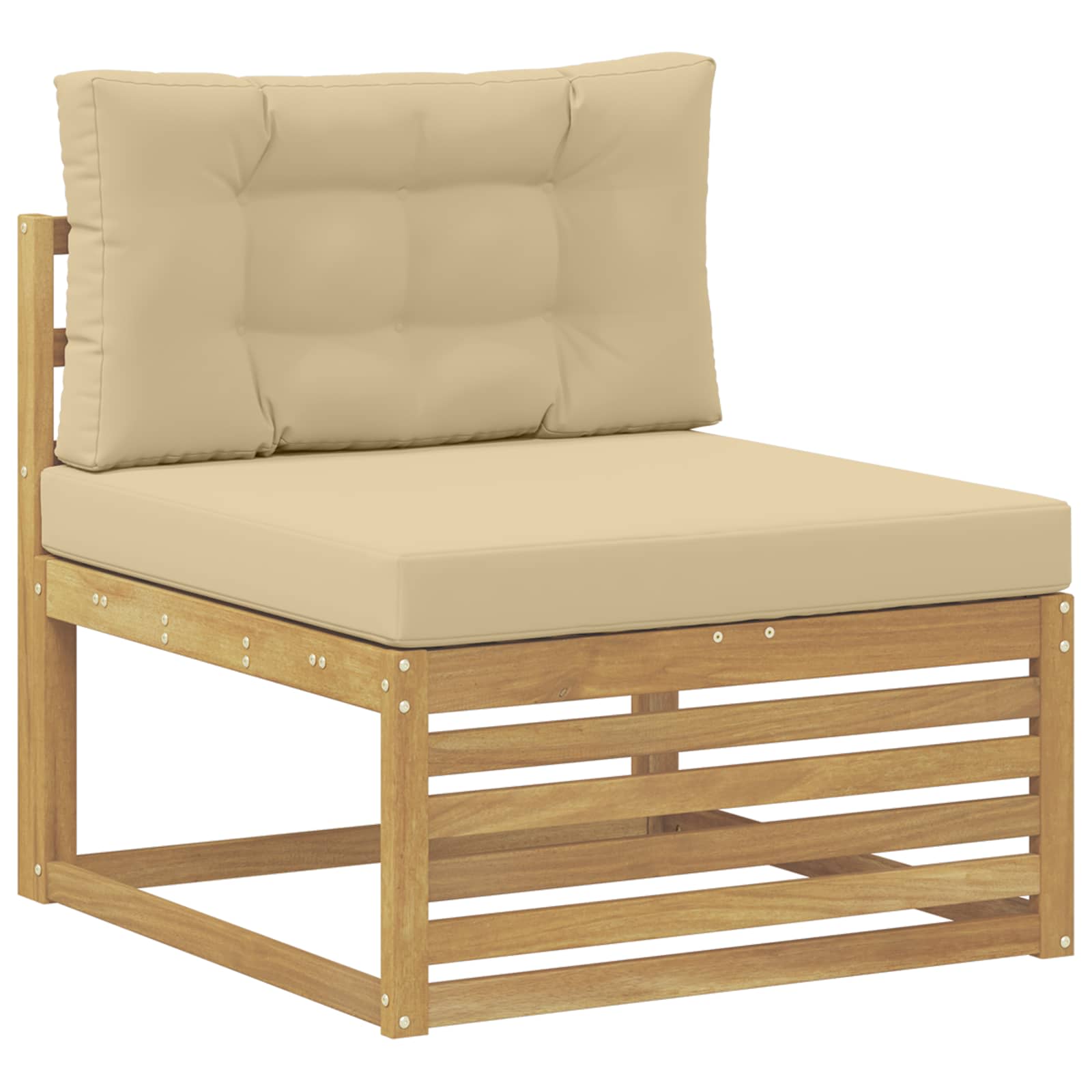 vidaXL Zestaw sof na zewnątrz 5 pcs Biały i Beżowy Lite Drewno Akacji