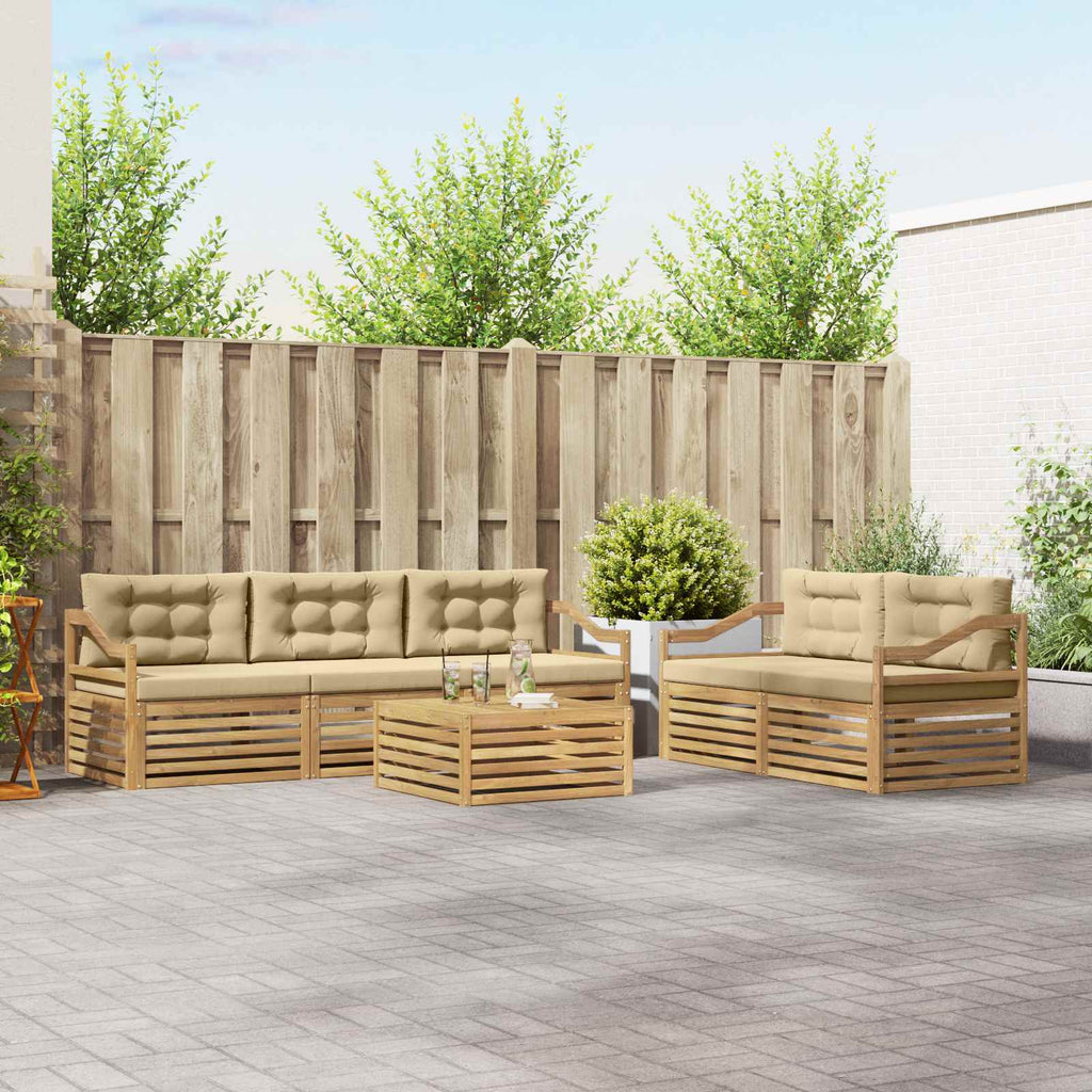 vidaXL Zestaw sof na zewnątrz 6 pcs Biały i Beżowy
