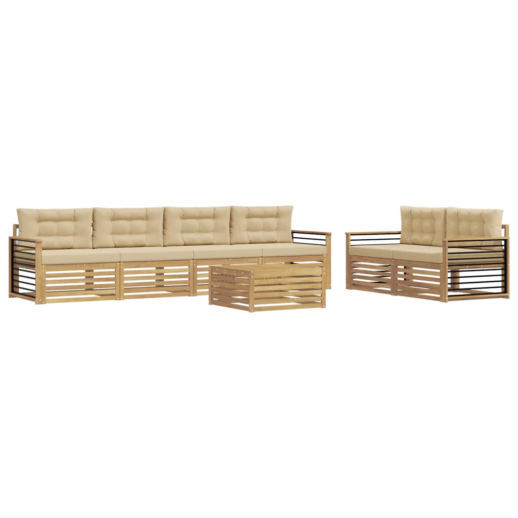 vidaXL Zestaw sof na zewnątrz 7 pcs Biały i Beżowy Poliester