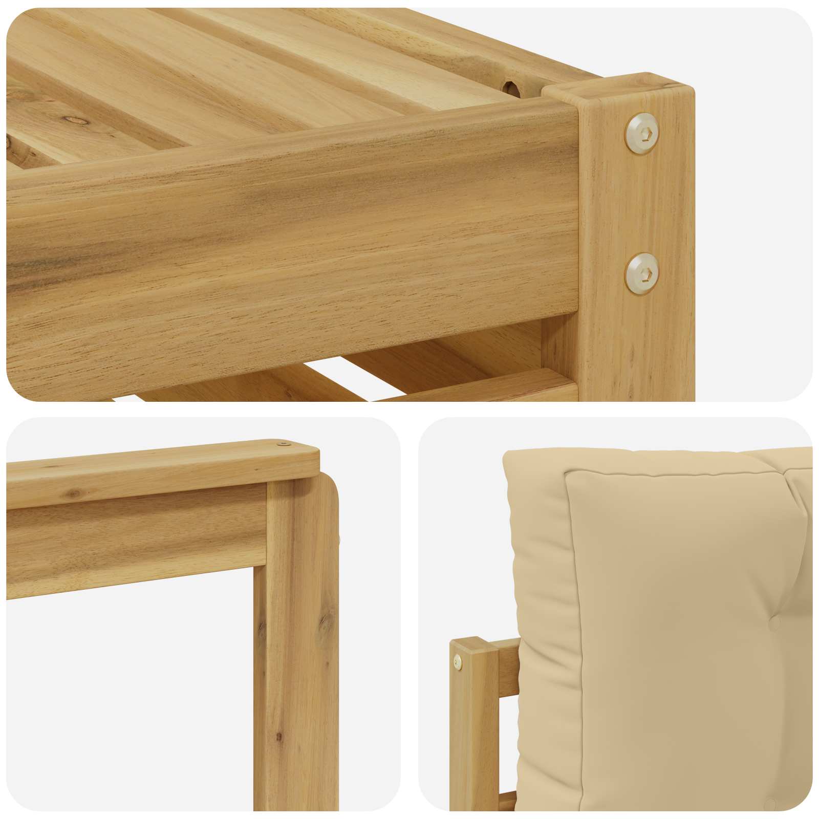 vidaXL Zestaw sof na zewnątrz 7 pcs Biały i Beżowy Poliester