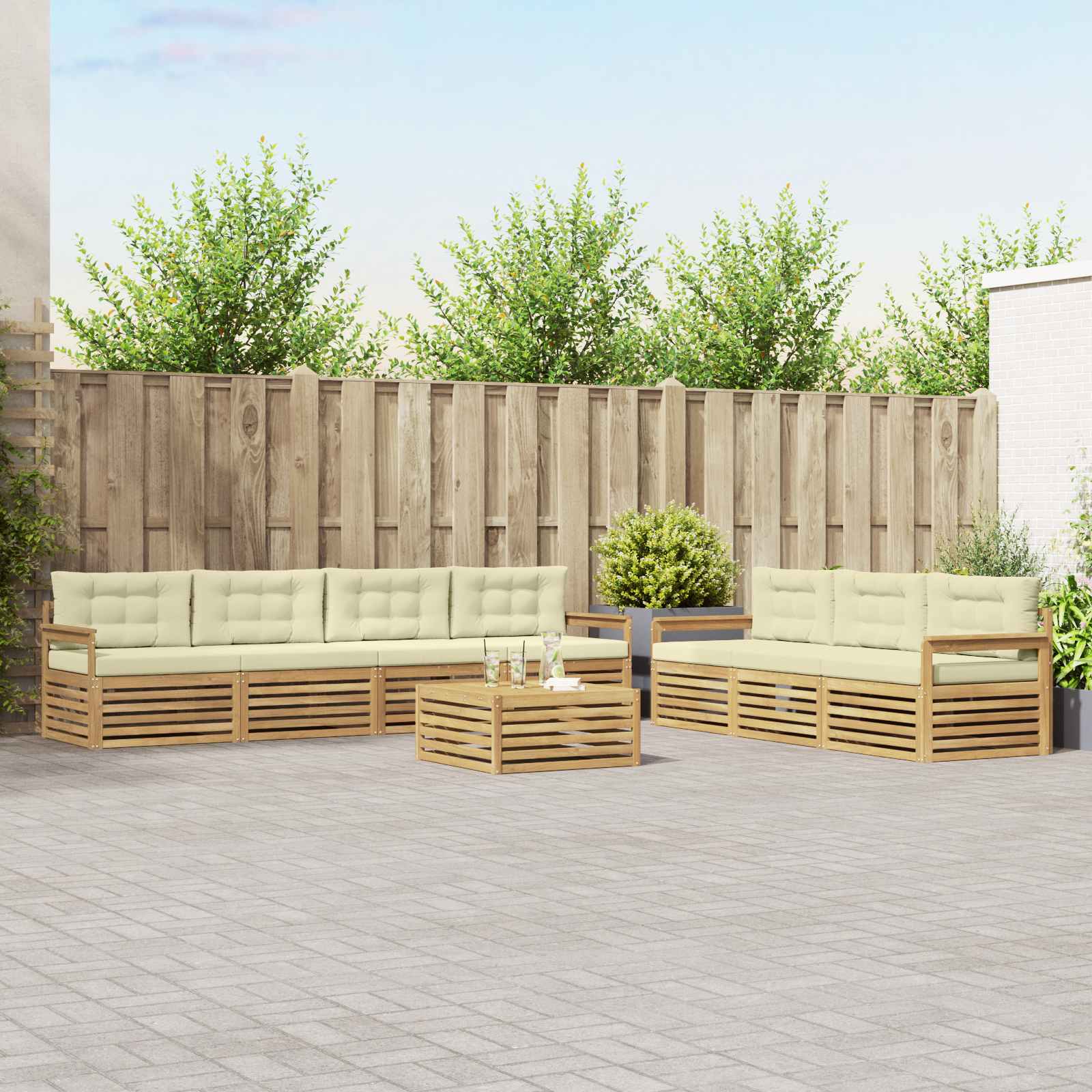 vidaXL Zestaw sof na zewnątrz 8 pcs Biały i kremowy 79 x 79 x 37 cm