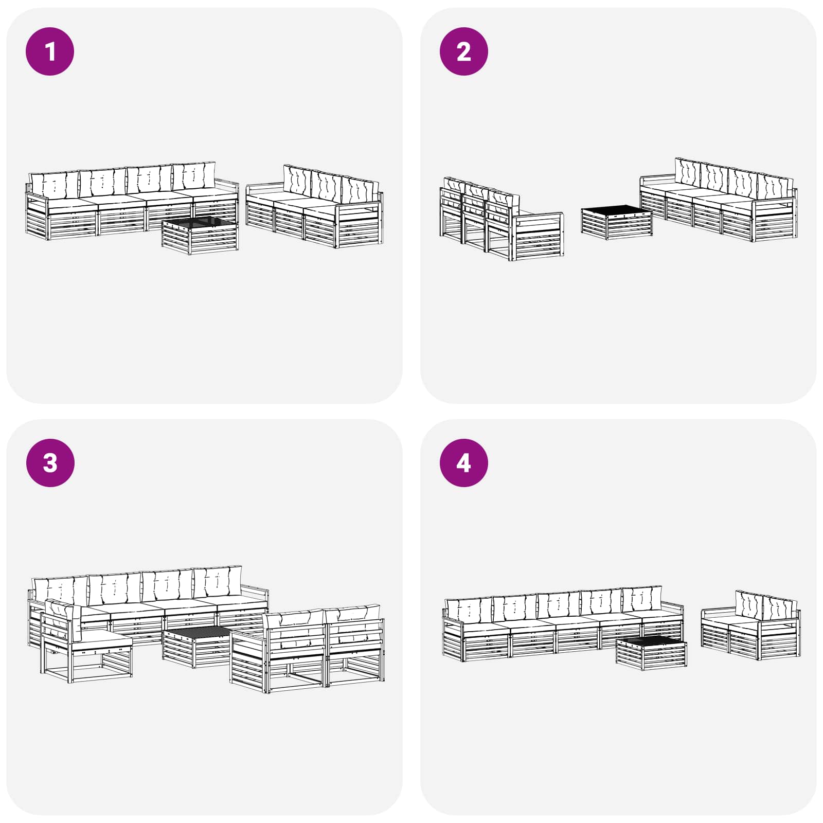 vidaXL Zestaw sof na zewnątrz 8 pcs Biały i antracyt 79 x 79 x 37 cm