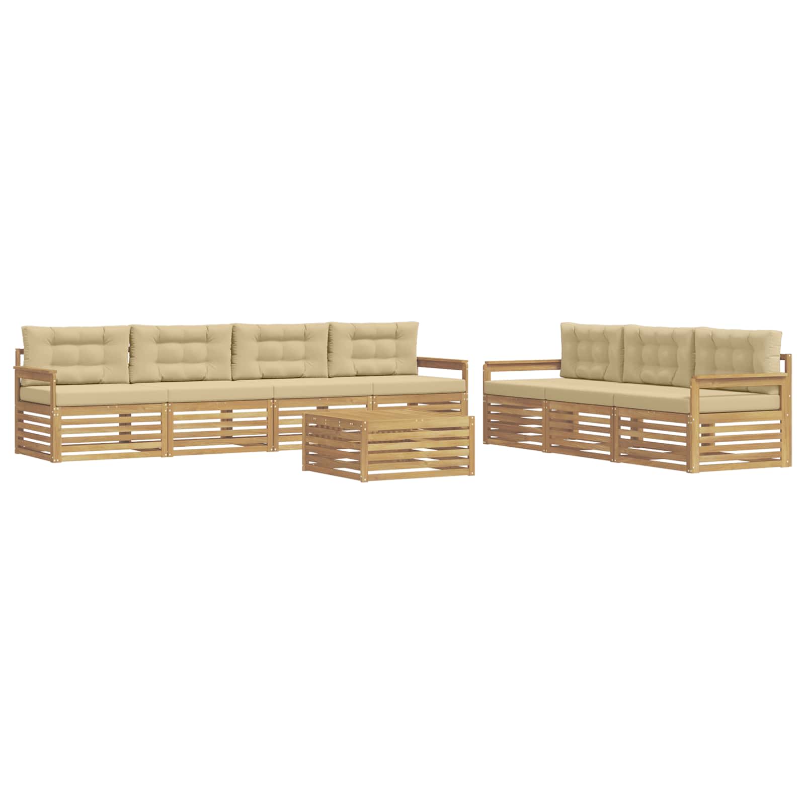 vidaXL Zestaw sof na zewnątrz 8 pcs Biały i Beżowy 79 x 79 x 37 cm