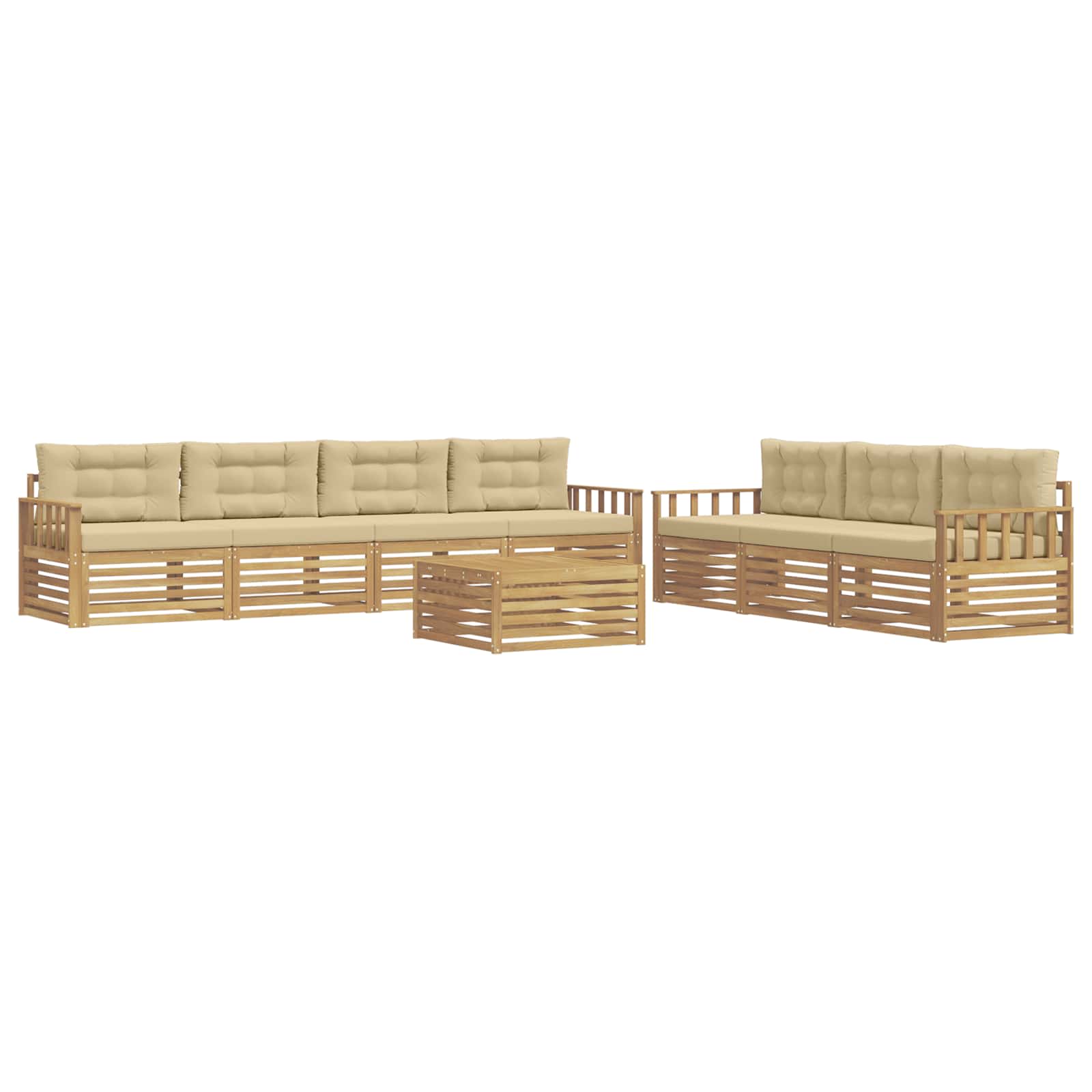 vidaXL Zestaw sof na zewnątrz 8 pcs Biały i Beżowy 79 x 79 x 37 cm