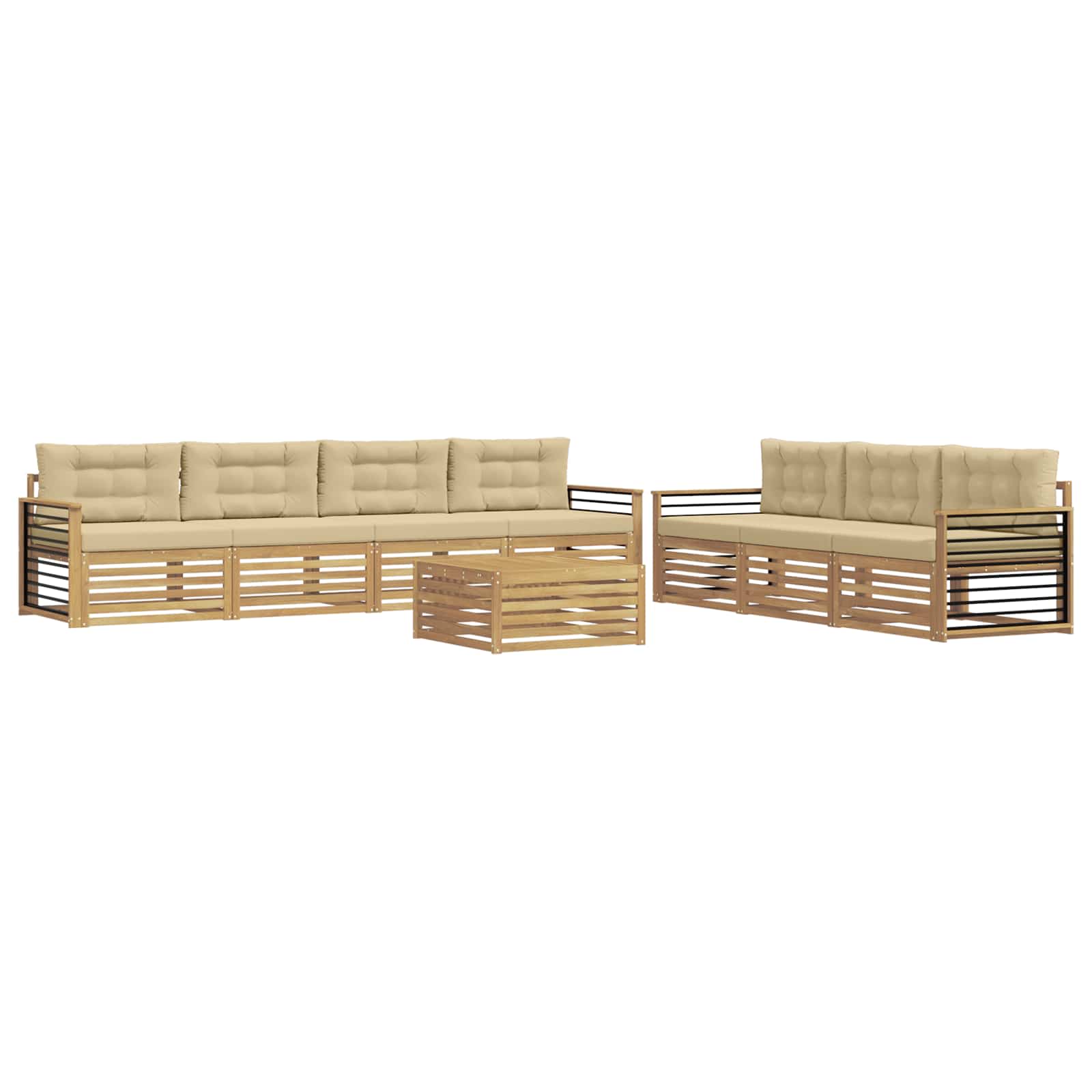 vidaXL Zestaw sof na zewnątrz 8 pcs Biały i Beżowy 79 x 79 x 37 cm