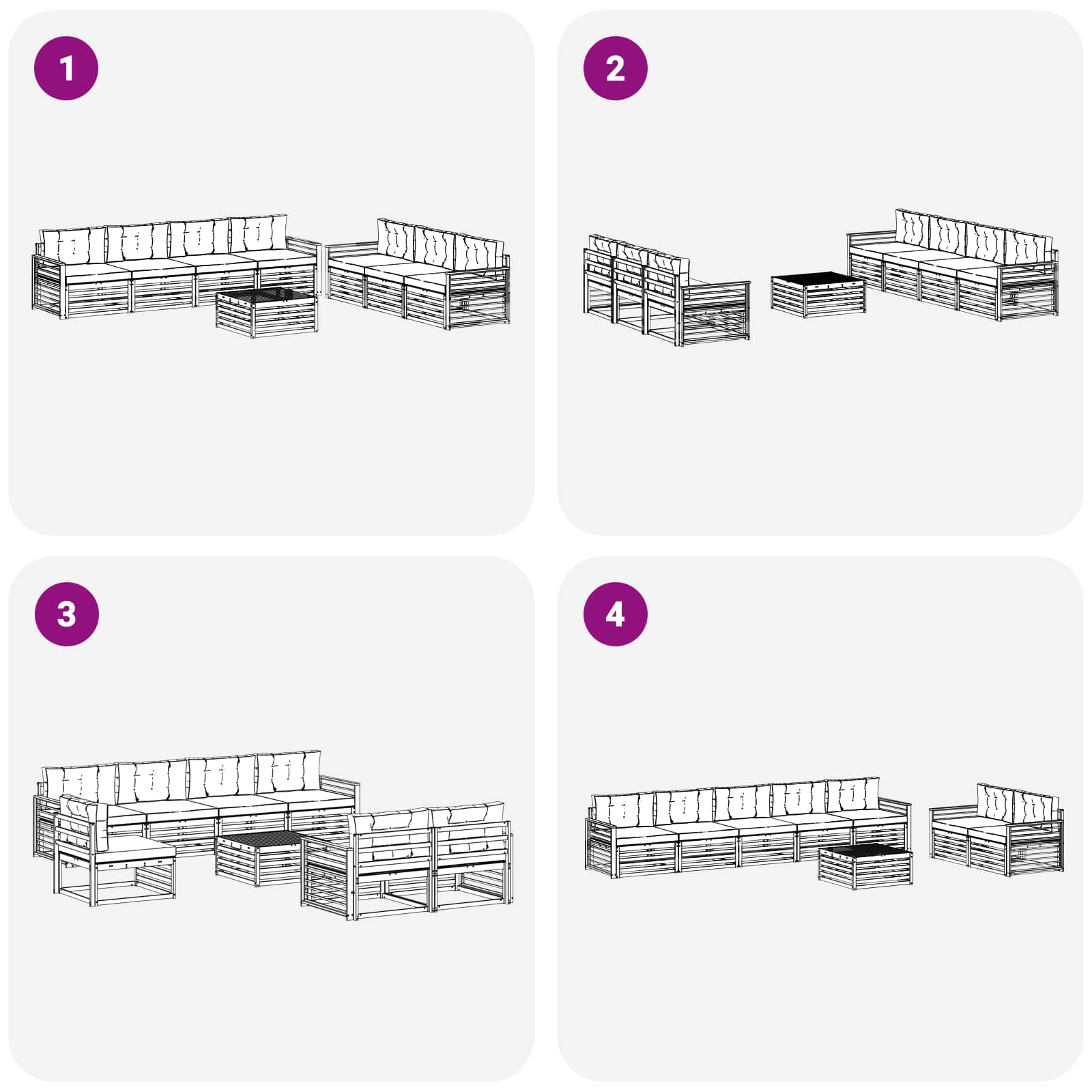 vidaXL Zestaw sof na zewnątrz 8 pcs Biały i Beżowy 79 x 79 x 37 cm
