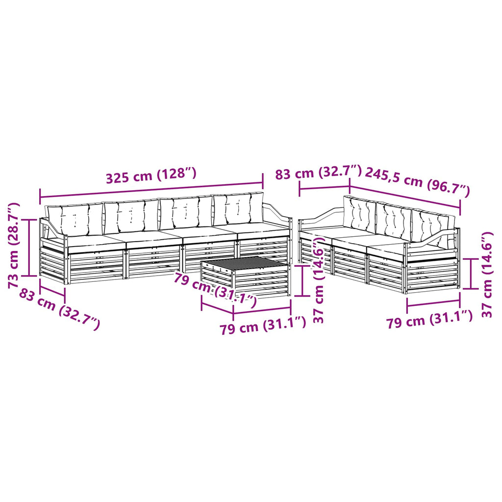 vidaXL Zestaw sof na zewnątrz 8 pcs Biały i antracyt 79 x 79 x 37 cm