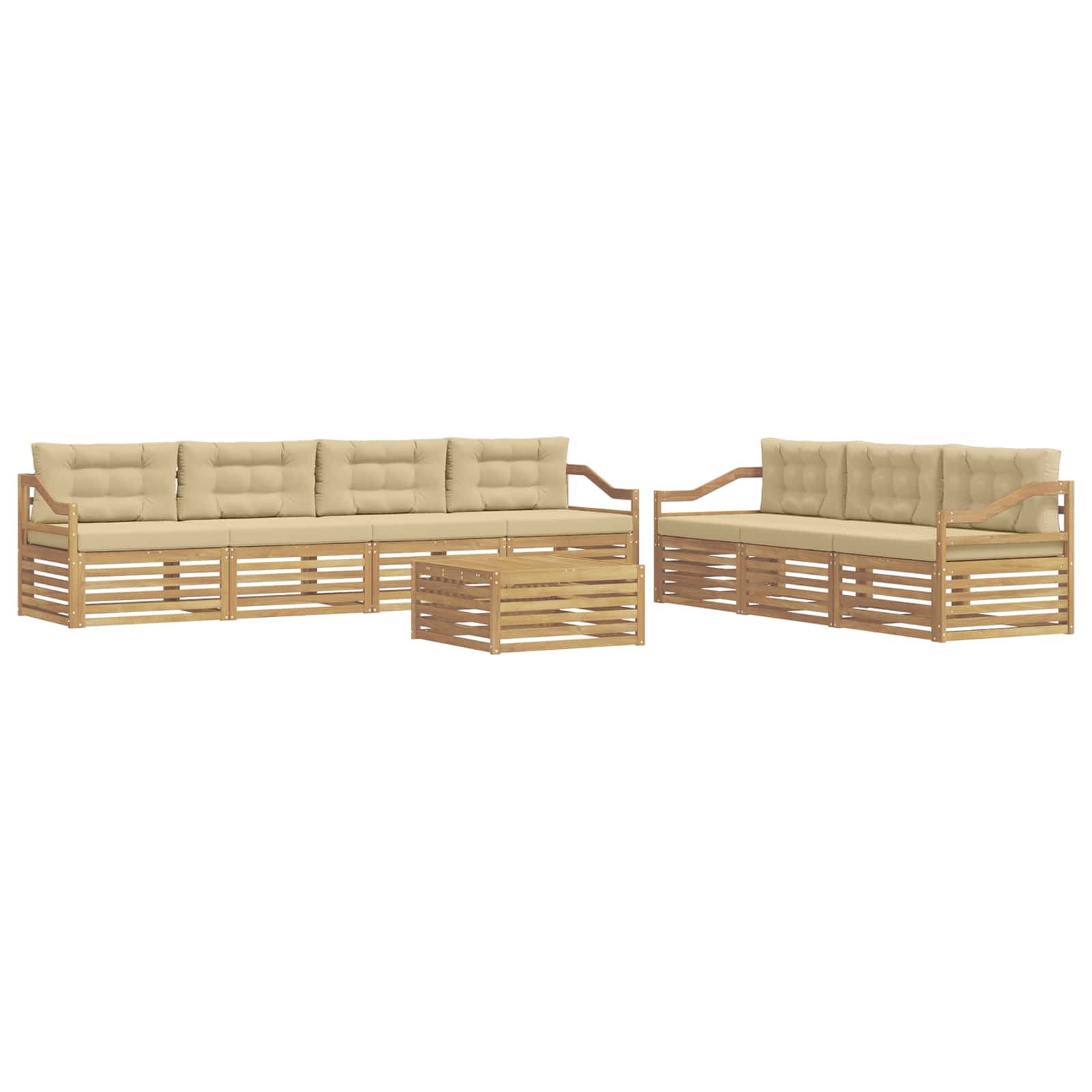 vidaXL Zestaw sof na zewnątrz 8 pcs Biały i Beżowy 79 x 79 x 37 cm