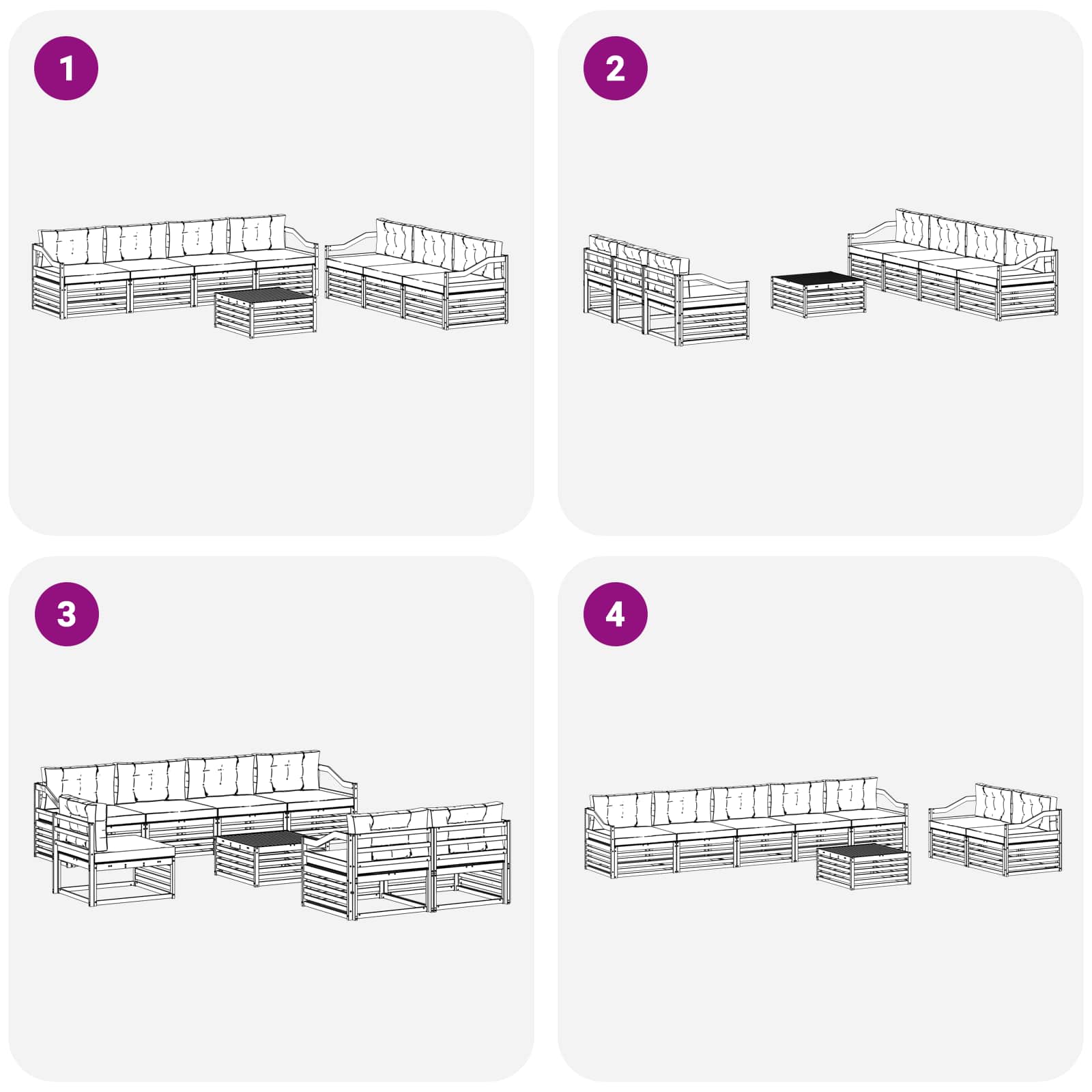 vidaXL Zestaw sof na zewnątrz 8 pcs Biały i Beżowy 79 x 79 x 37 cm