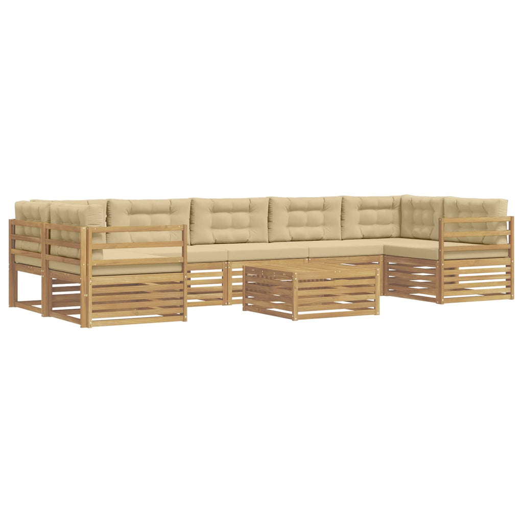 vidaXL Zestaw sof na zewnątrz 8 pcs Biały i Beżowy Lite Drewno Akacji