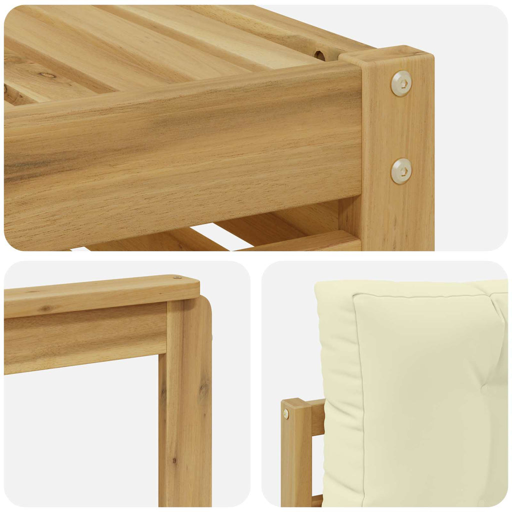vidaXL Zestaw sof na zewnątrz 8 pcs Biały i kremowy Lite Drewno Akacji