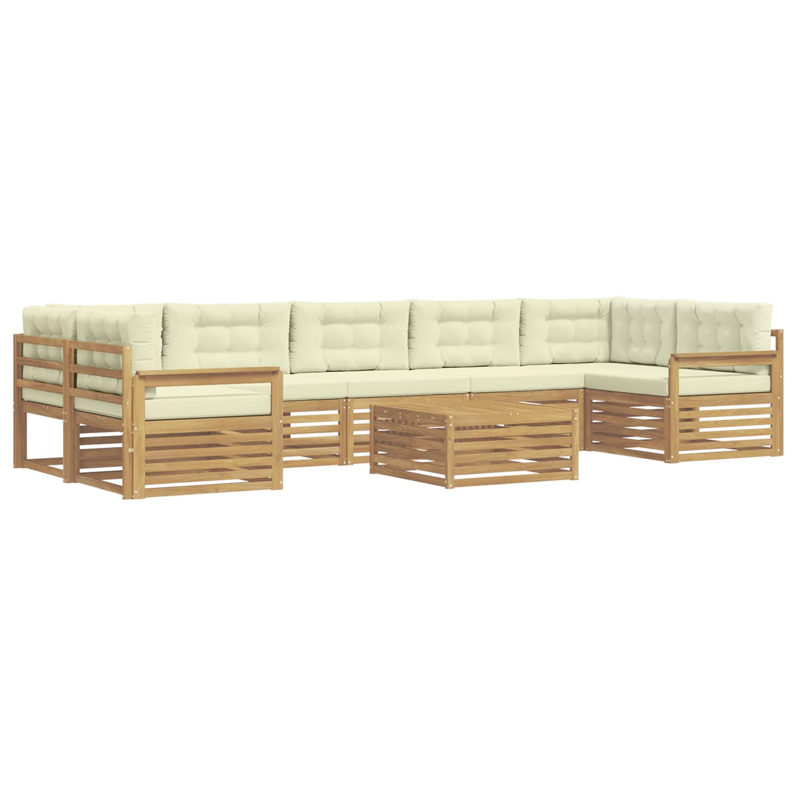 vidaXL Zestaw sof na zewnątrz 8 pcs Biały i kremowy Lite Drewno Akacji