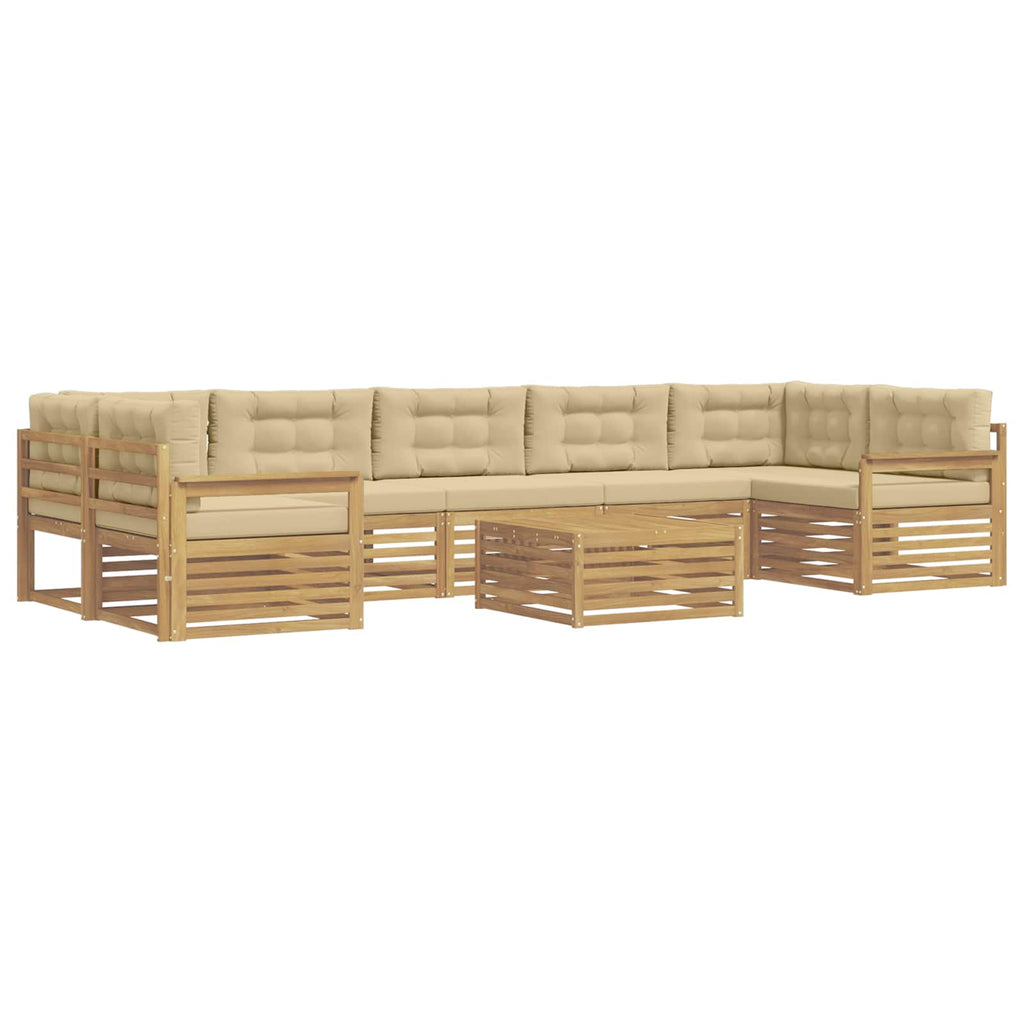 vidaXL Zestaw sof na zewnątrz 8 pcs Biały i Beżowy Lite Drewno Akacji