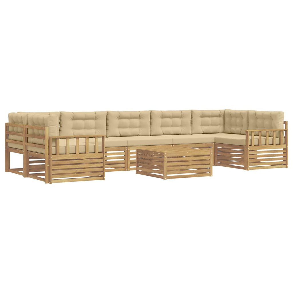 vidaXL Zestaw sof na zewnątrz 8 pcs Biały i Beżowy Lite Drewno Akacji