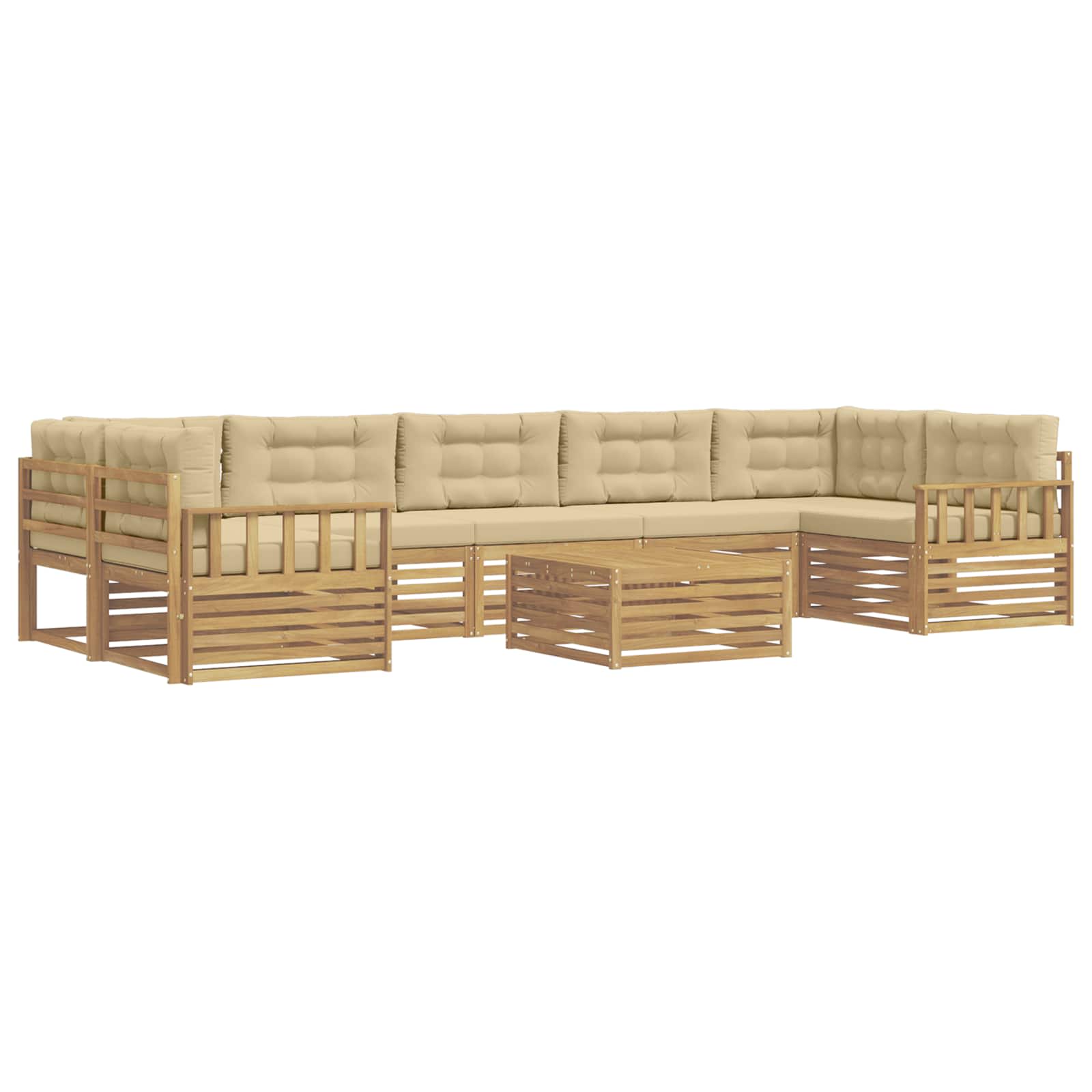 vidaXL Zestaw sof na zewnątrz 8 pcs Biały i Beżowy Lite Drewno Akacji
