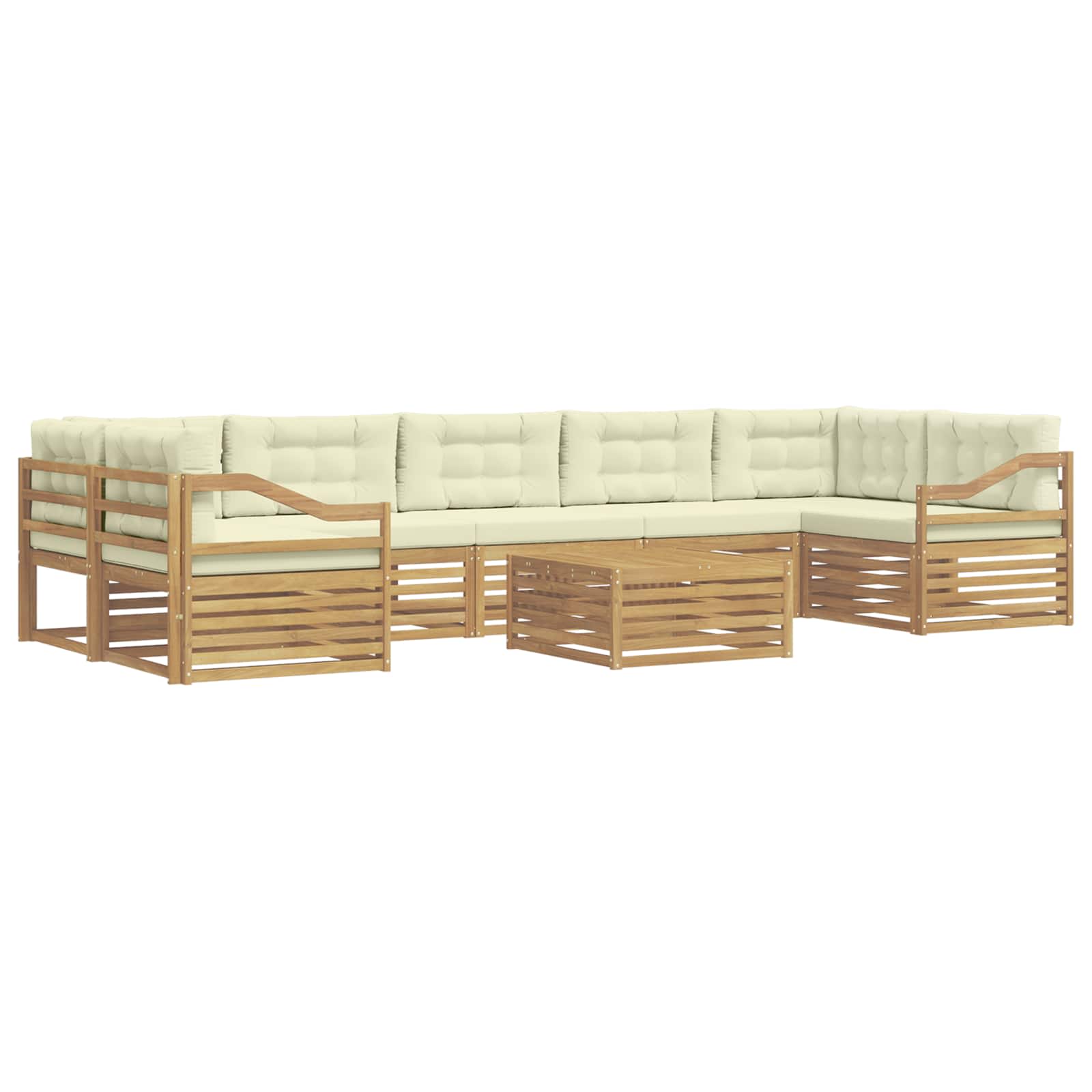 vidaXL Zestaw sof na zewnątrz 8 pcs Biały i kremowy Lite Drewno Akacji