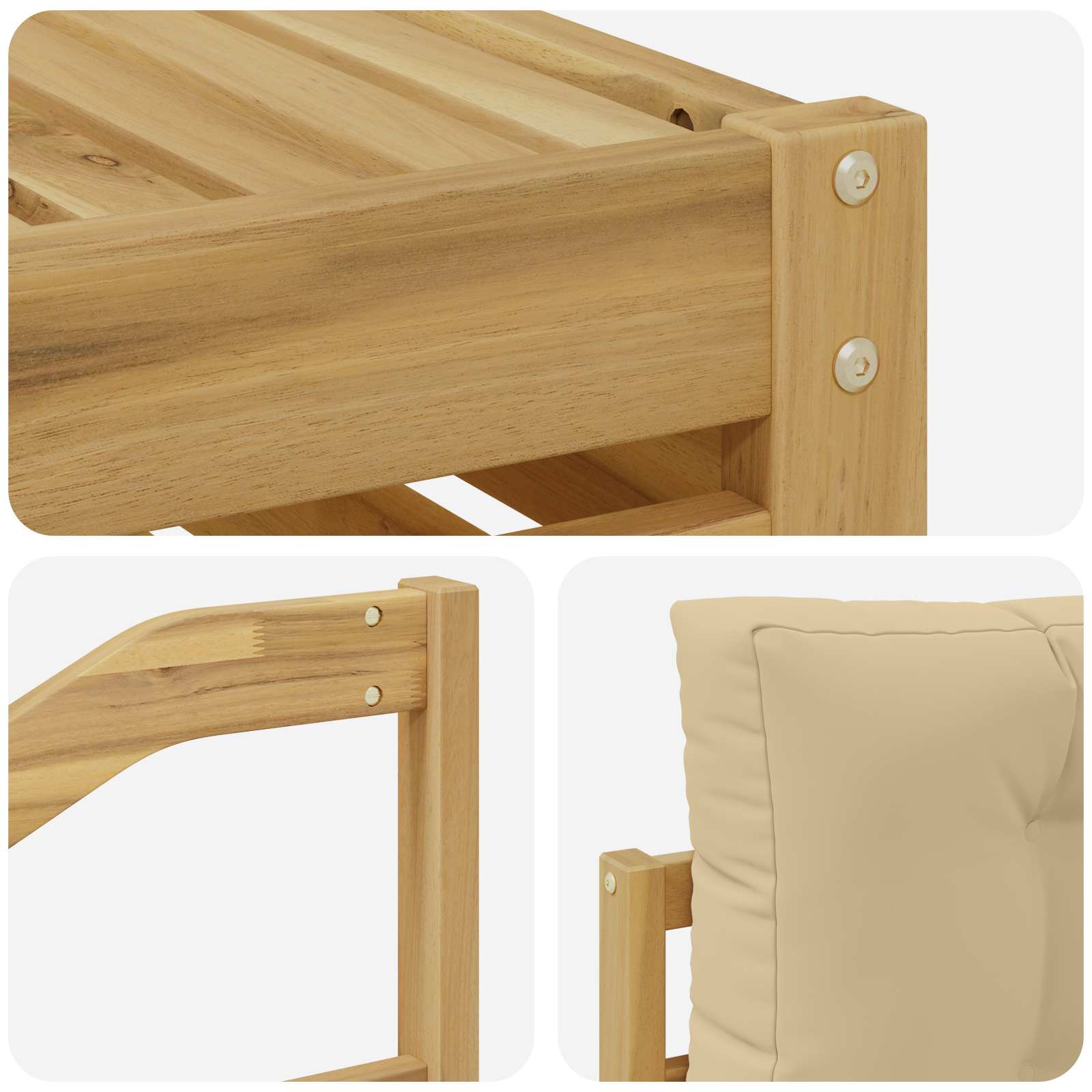 vidaXL Zestaw sof na zewnątrz 8 pcs Biały i Beżowy Lite Drewno Akacji