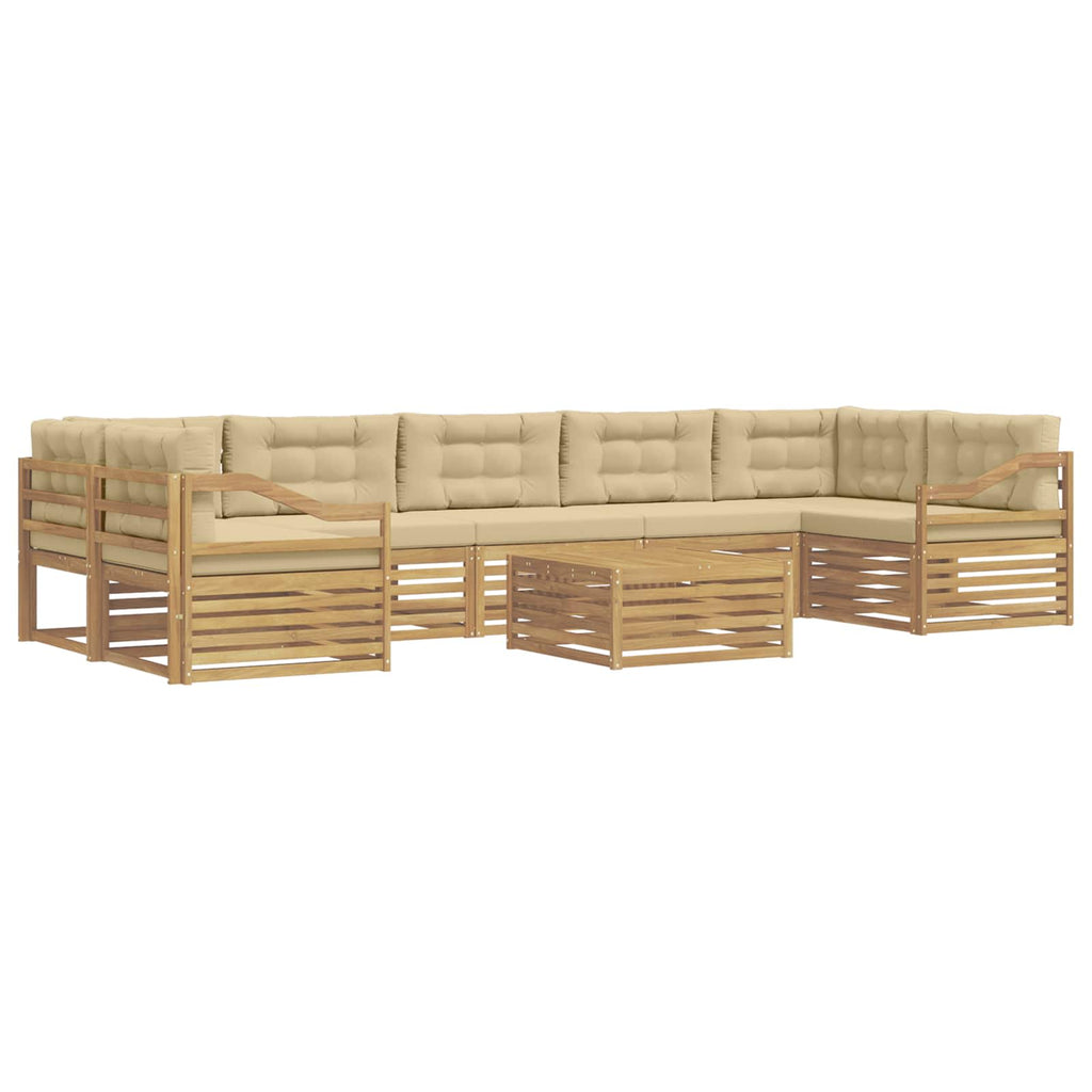 vidaXL Zestaw sof na zewnątrz 8 pcs Biały i Beżowy Lite Drewno Akacji