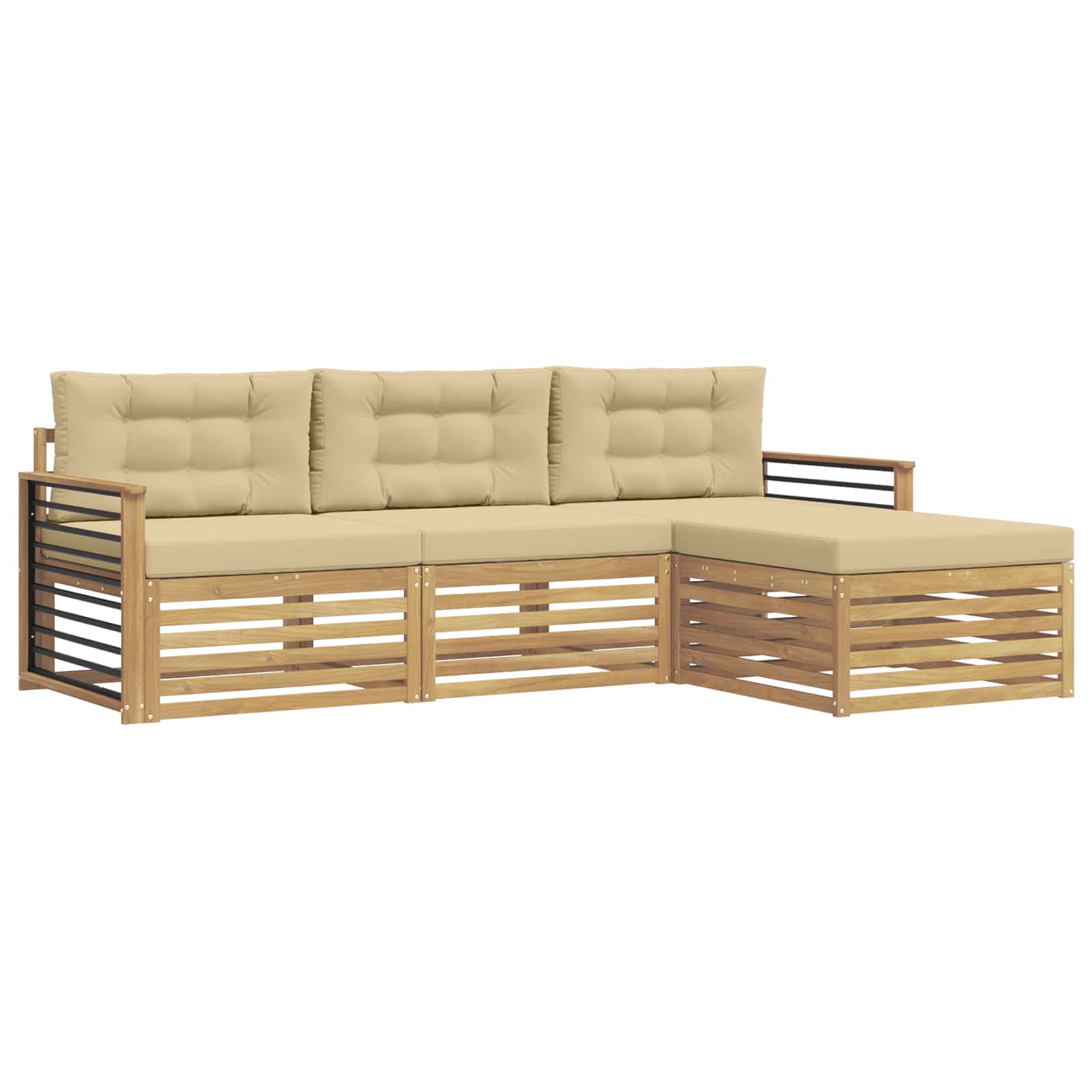 vidaXL Zestaw sof na zewnątrz 4 pcs Biały i Beżowy Poliester