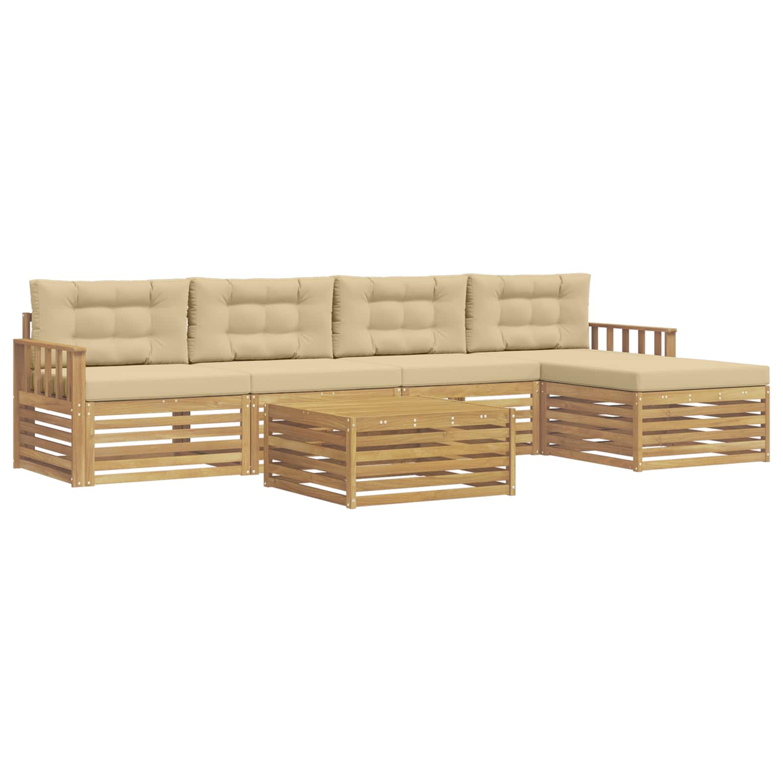vidaXL Zestaw sof na zewnątrz 7 pcs Biały i Beżowy Poliester