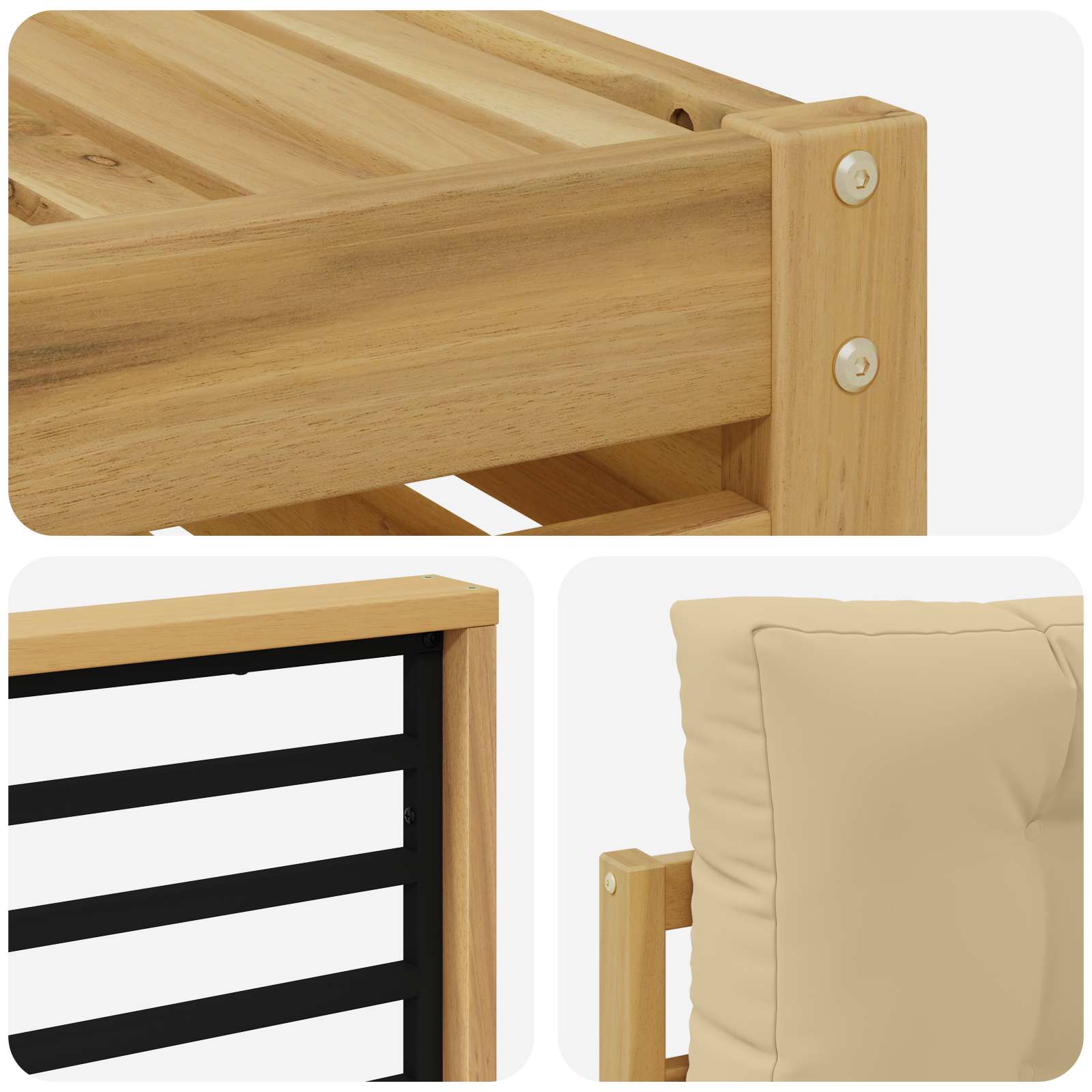 vidaXL Zestaw sof na zewnątrz 7 pcs Biały i Beżowy Poliester