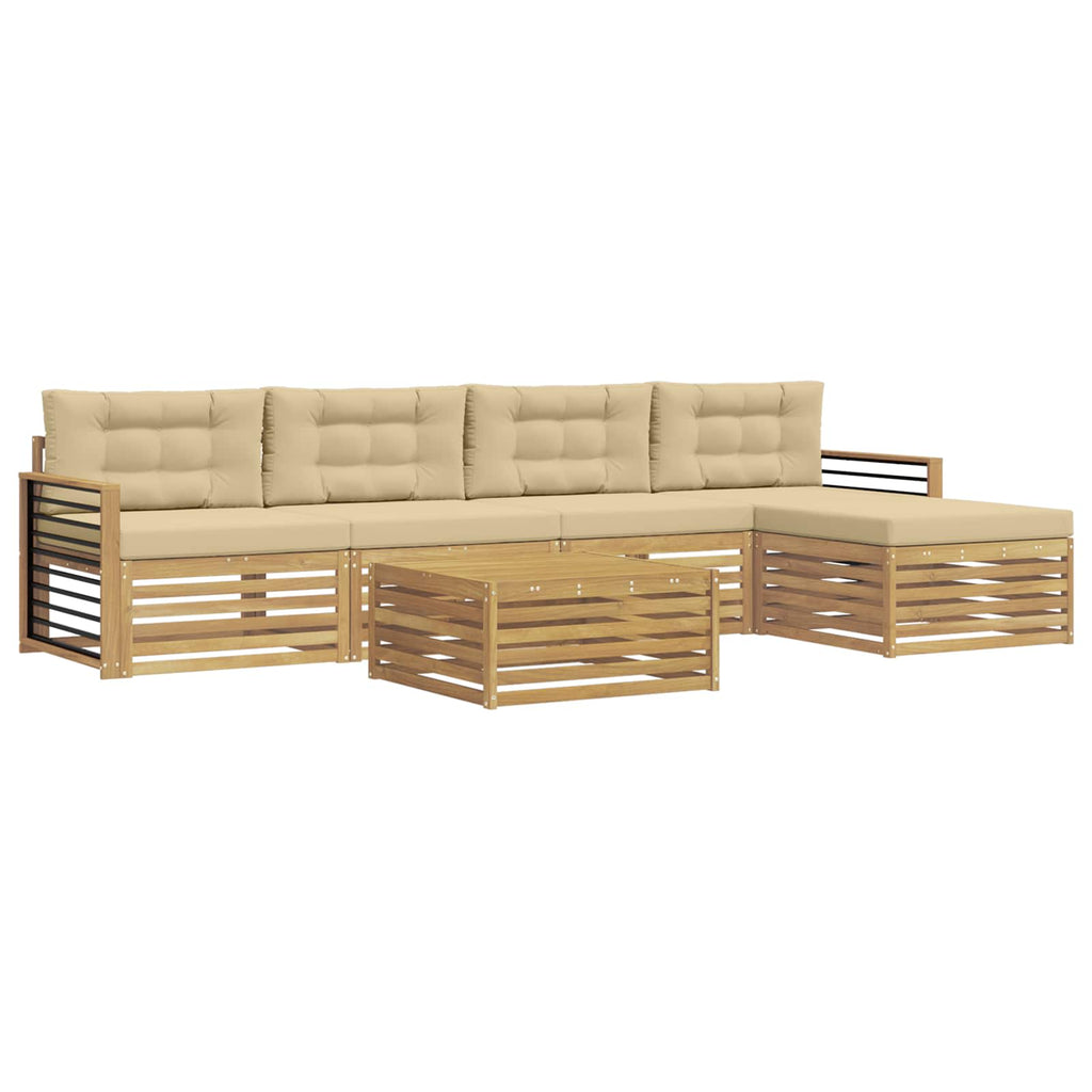 vidaXL Zestaw sof na zewnątrz 7 pcs Biały i Beżowy Poliester