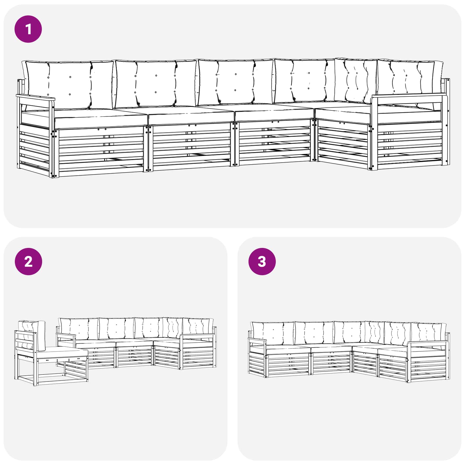 vidaXL Zestaw sof na zewnątrz 6 pcs Biały i jasnoszary Poliester