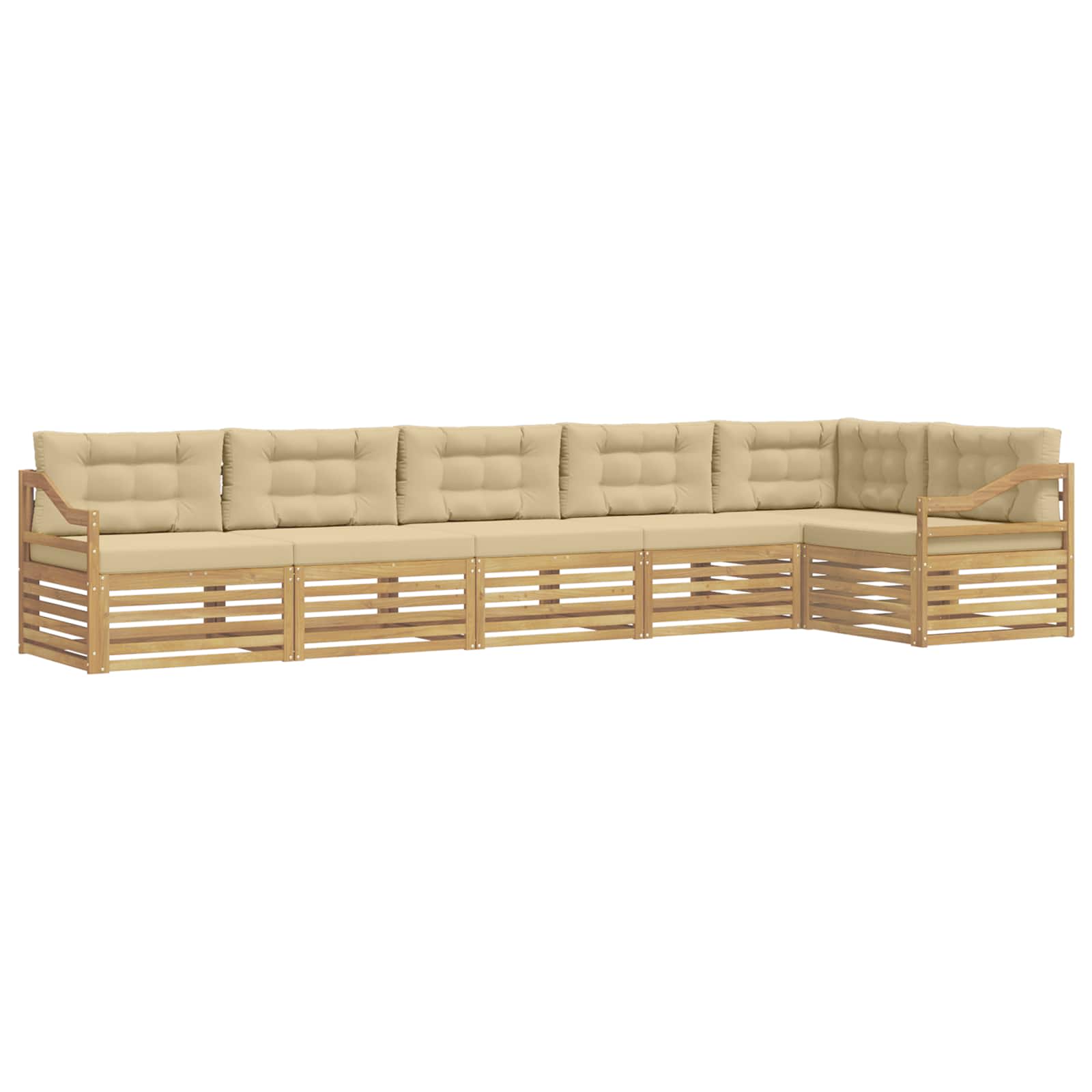 vidaXL Zestaw sof na zewnątrz 6 pcs Biały i Beżowy 404 x 166,5 x 73 cm