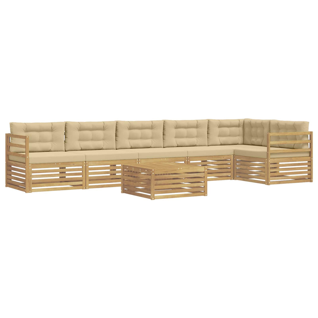 vidaXL Zestaw sof na zewnątrz 7 pcs Biały i Beżowy Poliester