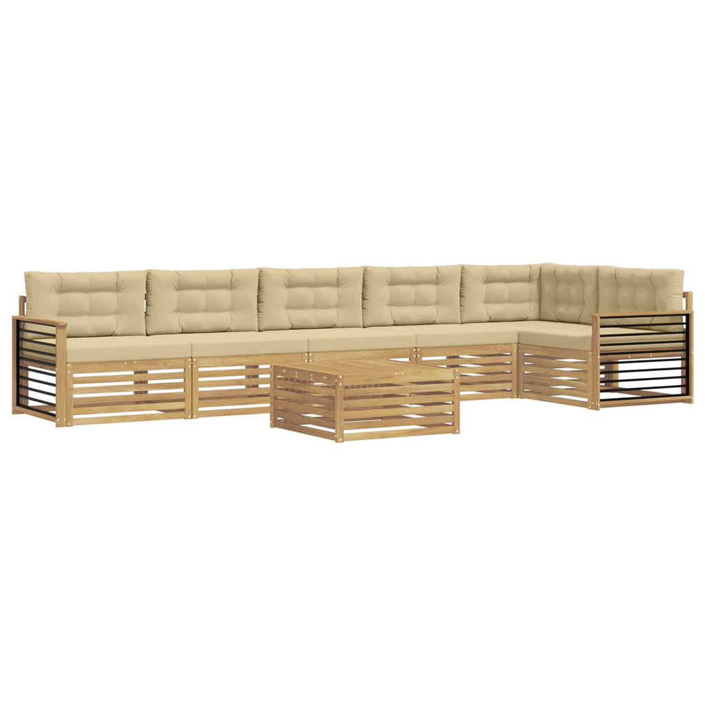 vidaXL Zestaw sof na zewnątrz z poduszką 7 pcs Biały i Beżowy