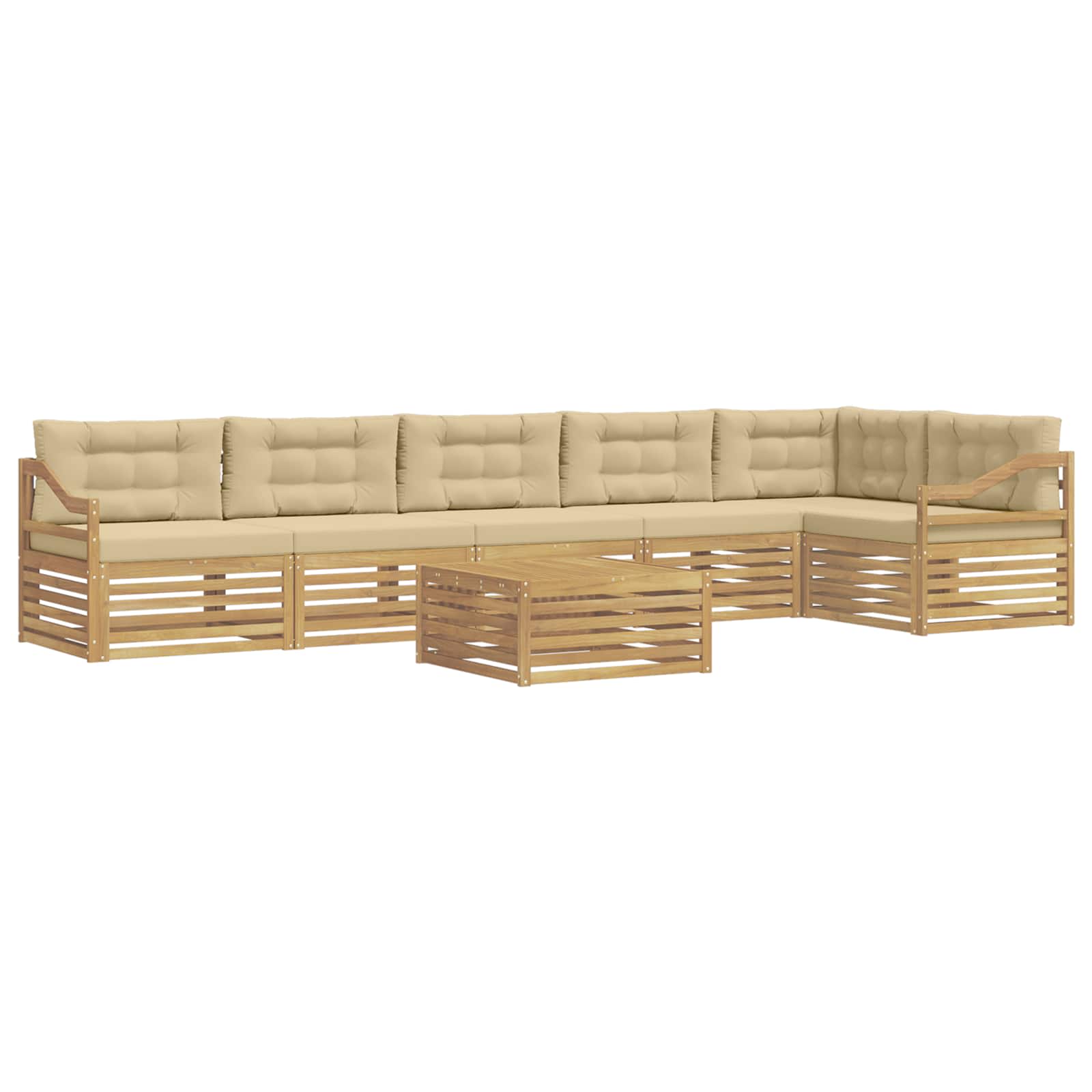 vidaXL Zestaw sof na zewnątrz 7 pcs Biały i Beżowy Poliester
